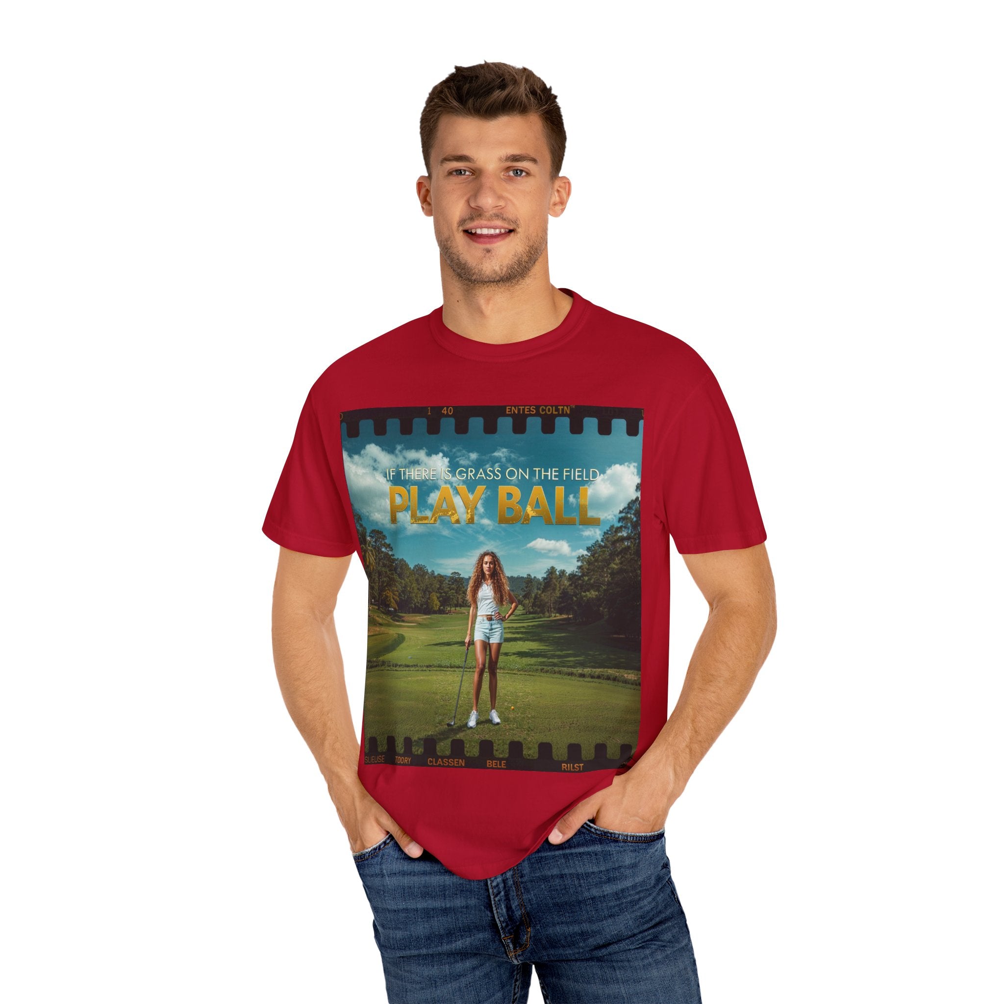 Play Ball golf scene T-shirt | retro golf course photo tee