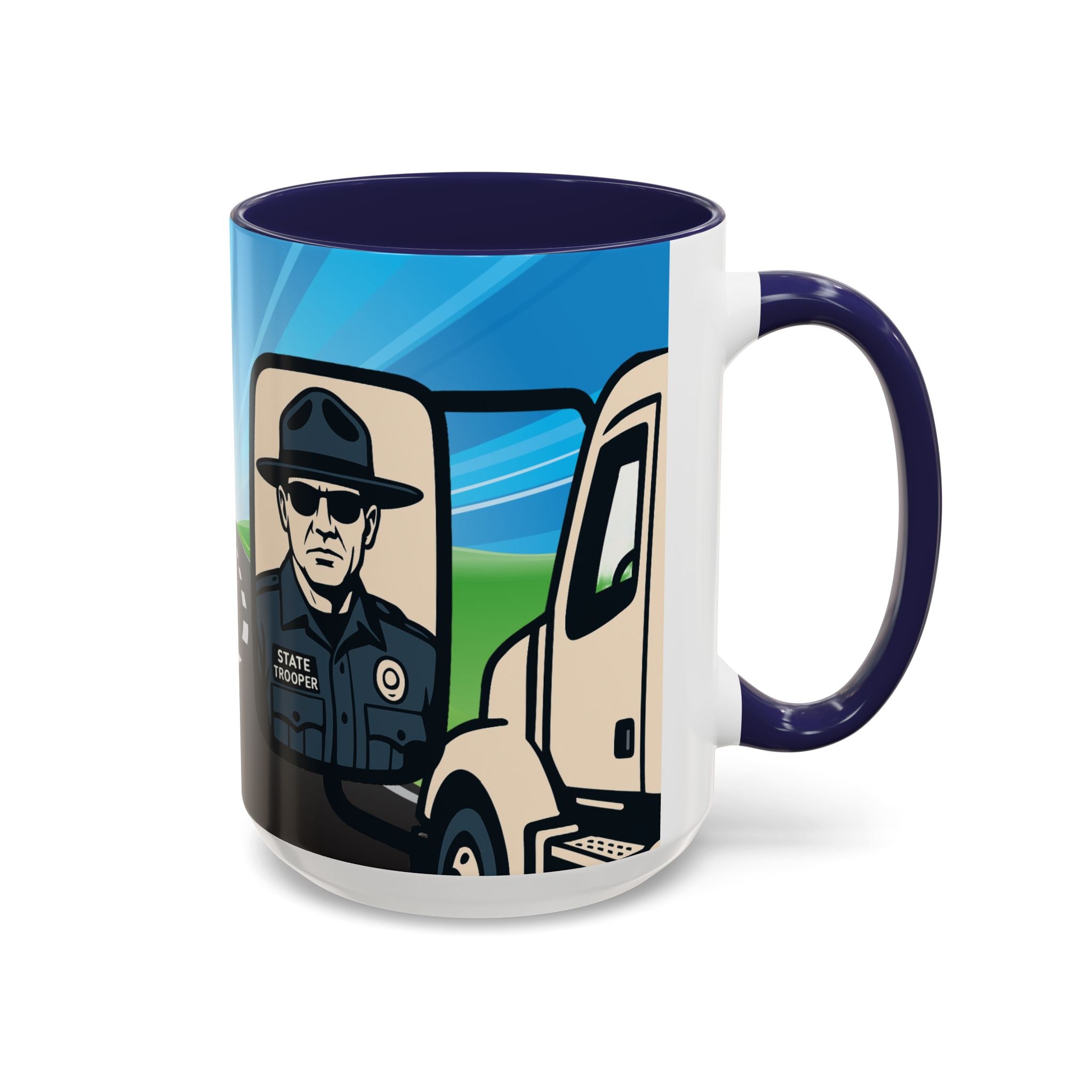 State Trooper Highway Scene Mug | Accent Coffee Mug 11oz 15oz