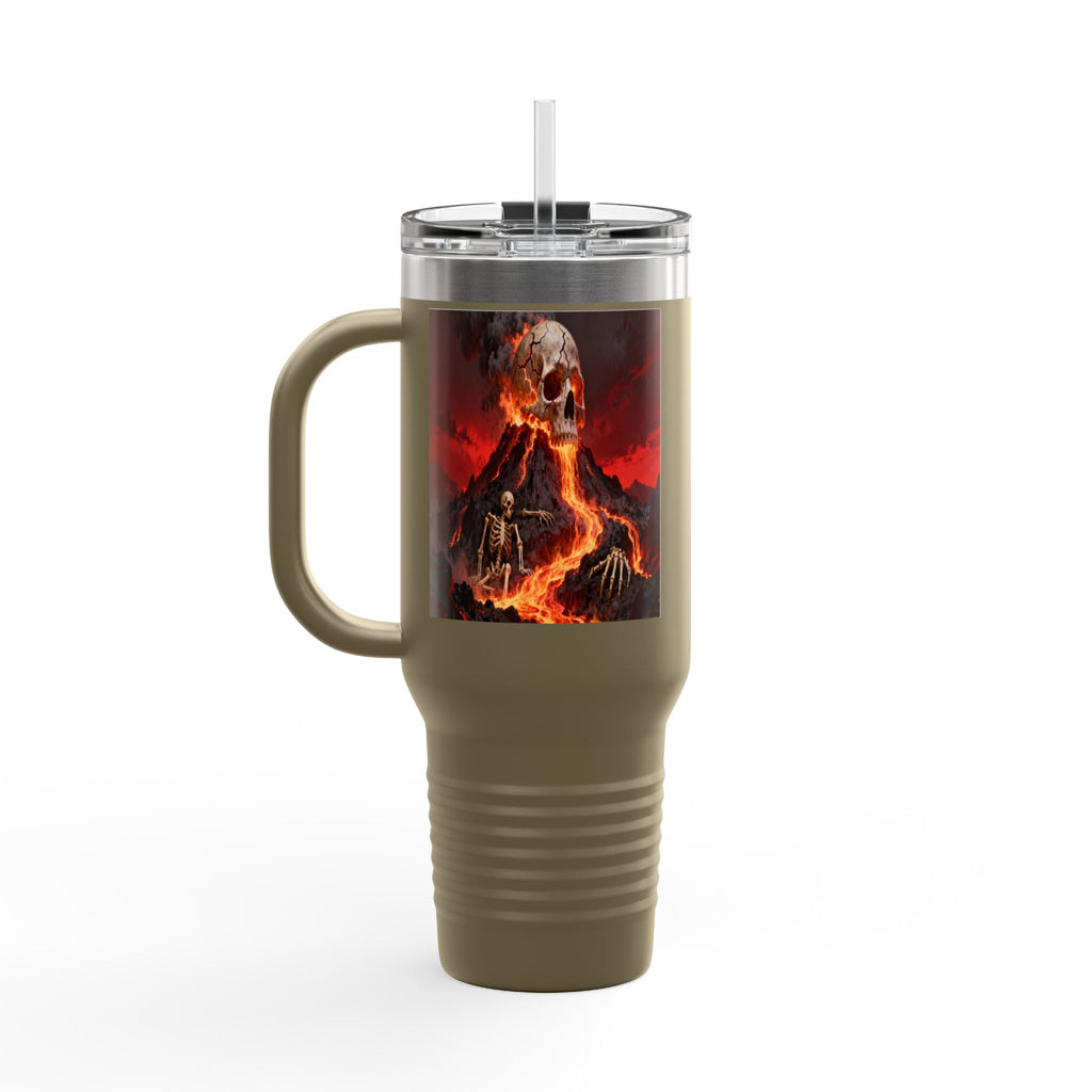Raven on Skull with Blood Moon Insulated Travel Mug