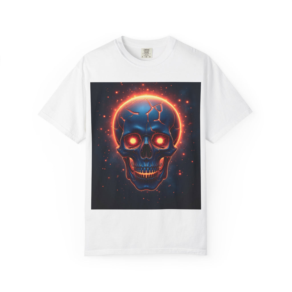 Glowing Neon Skull T-shirt | Fiery Skull Graphic Tee