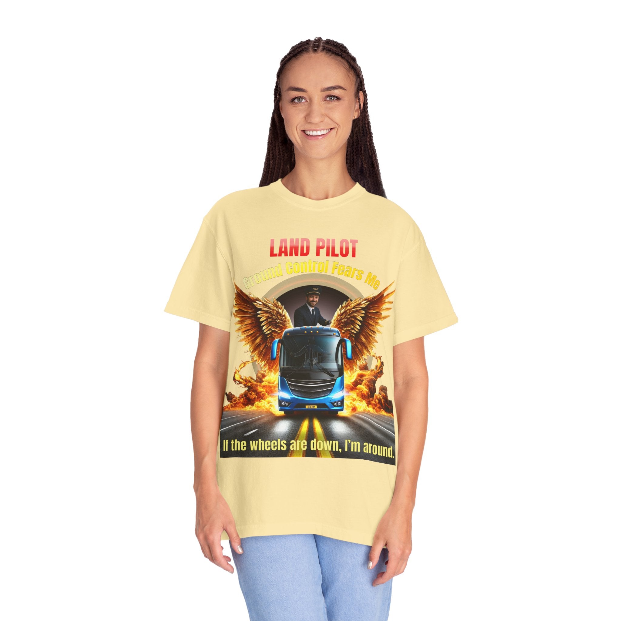 Bus Driver T-Shirt — "Land Pilot" & "If the wheels are down, I'm around" Graphic Tee