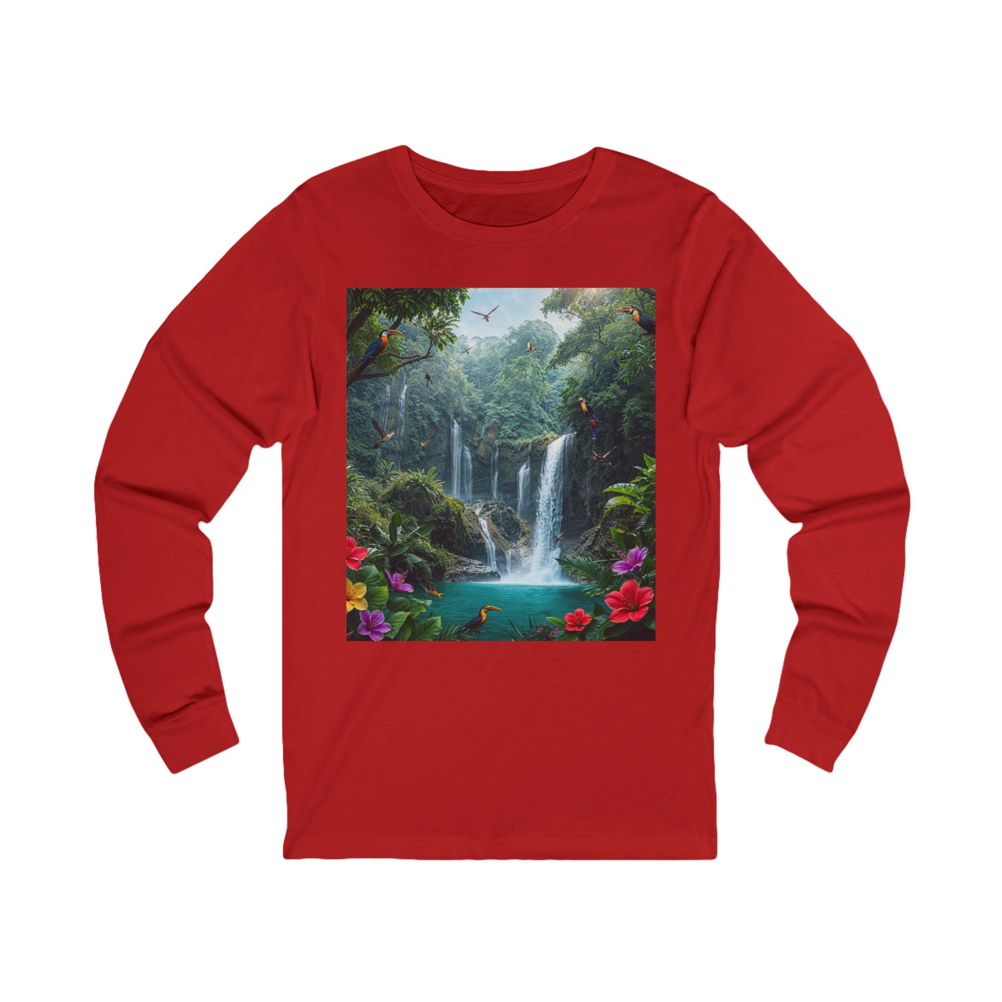 Tropical Waterfall Landscape Tee | Long Sleeve Nature Shirt