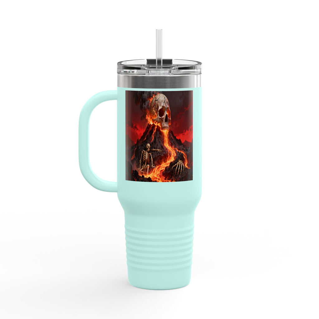 Raven on Skull with Blood Moon Insulated Travel Mug