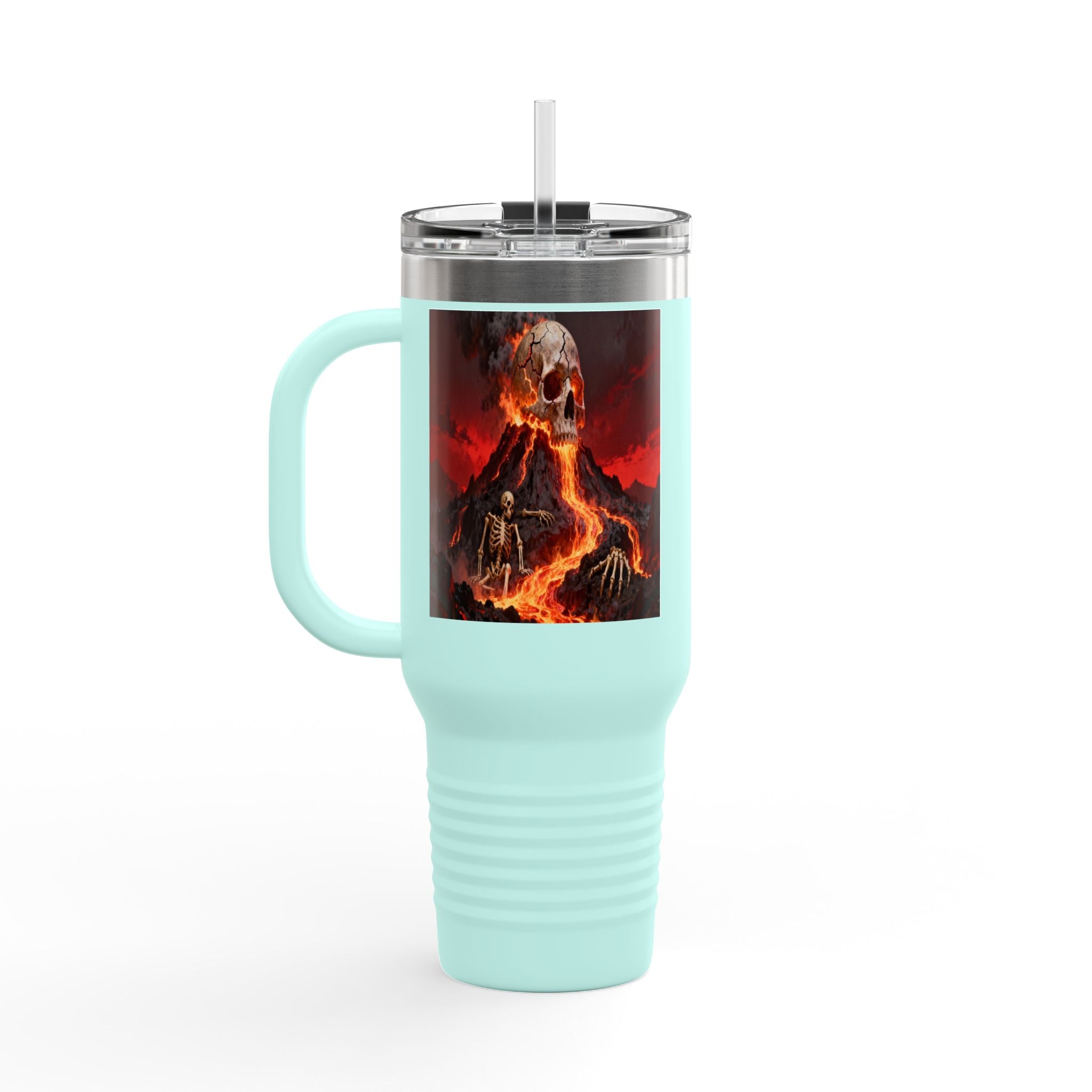 Raven on Skull with Blood Moon Insulated Travel Mug