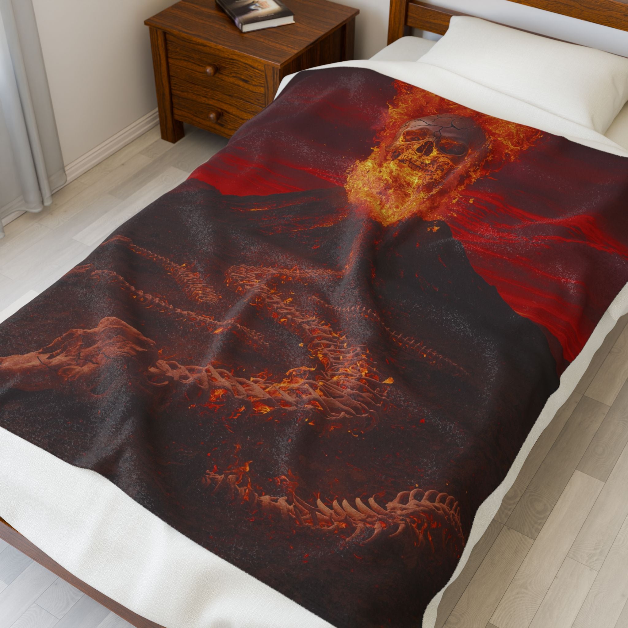 Flaming Skull Volcano velveteen plush blanket | Dark Fantasy, Lava Skull Design