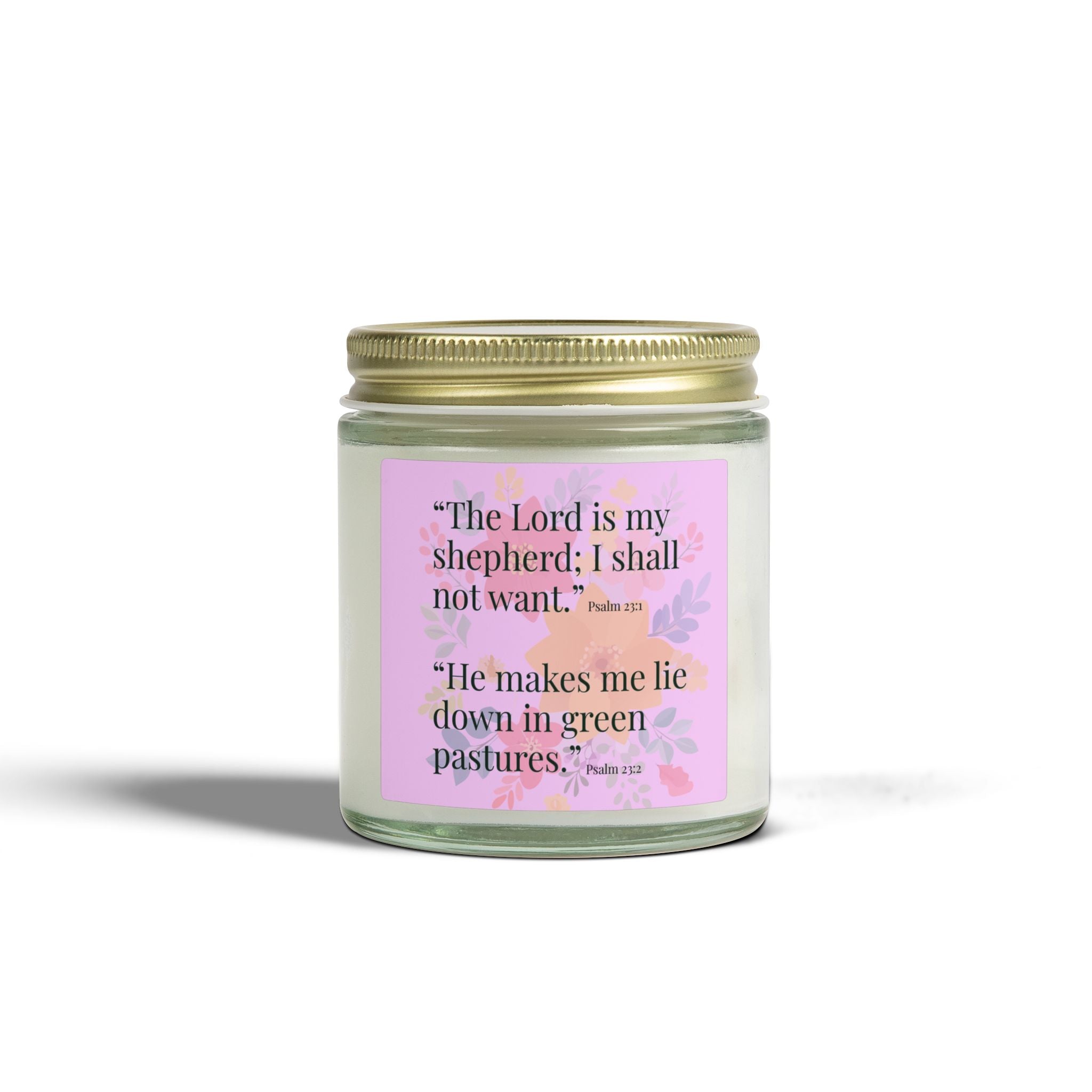 Psalm 23 Scripture Candle Coconut Apricot Wax Jar | 4oz 9oz