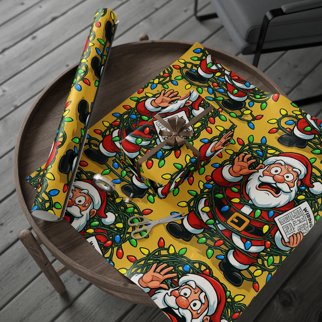 Santa Wreath Wrapping Paper | Christmas Holiday Gift Wrap Roll