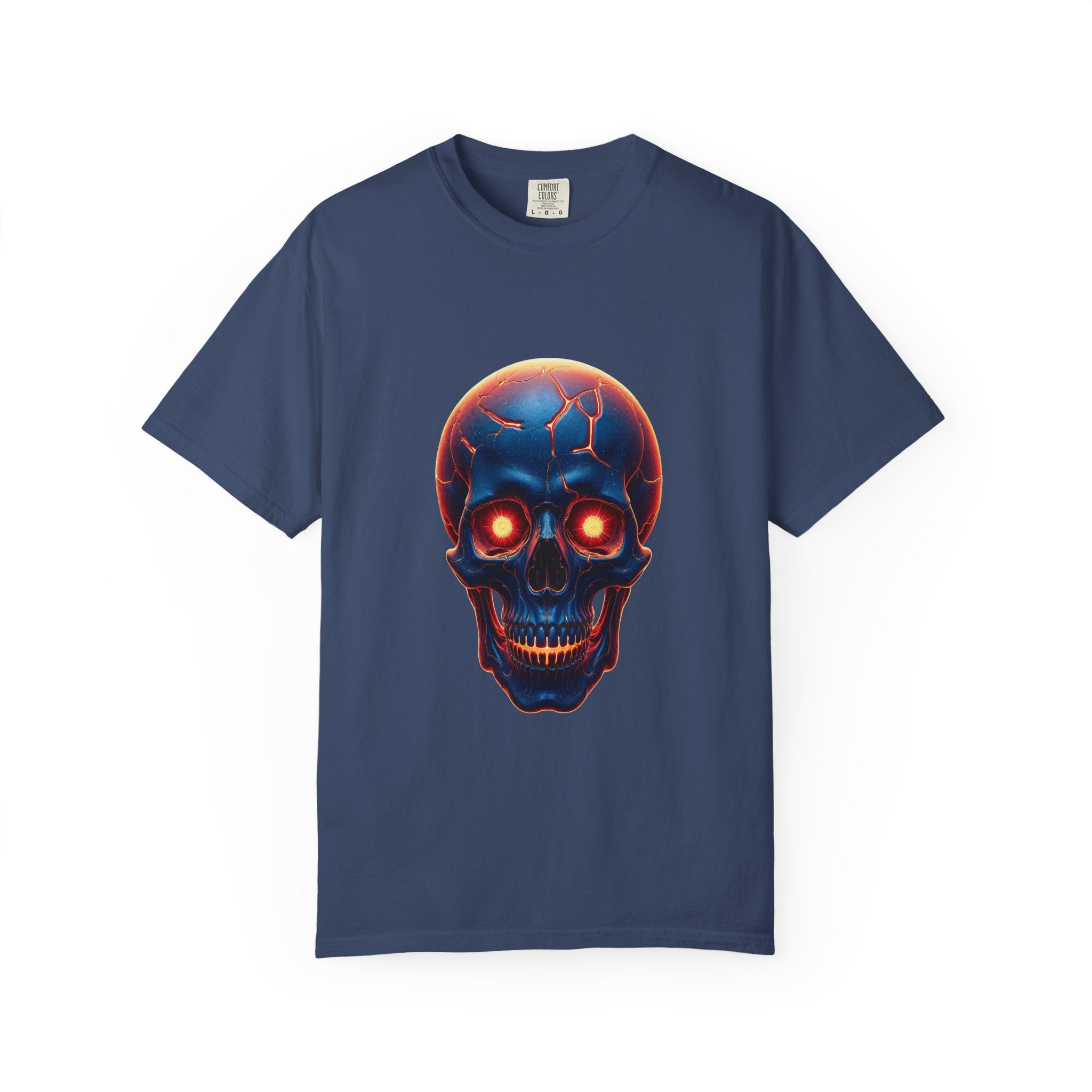 Glowing Neon Skull T-shirt | Fiery Skull Graphic Tee