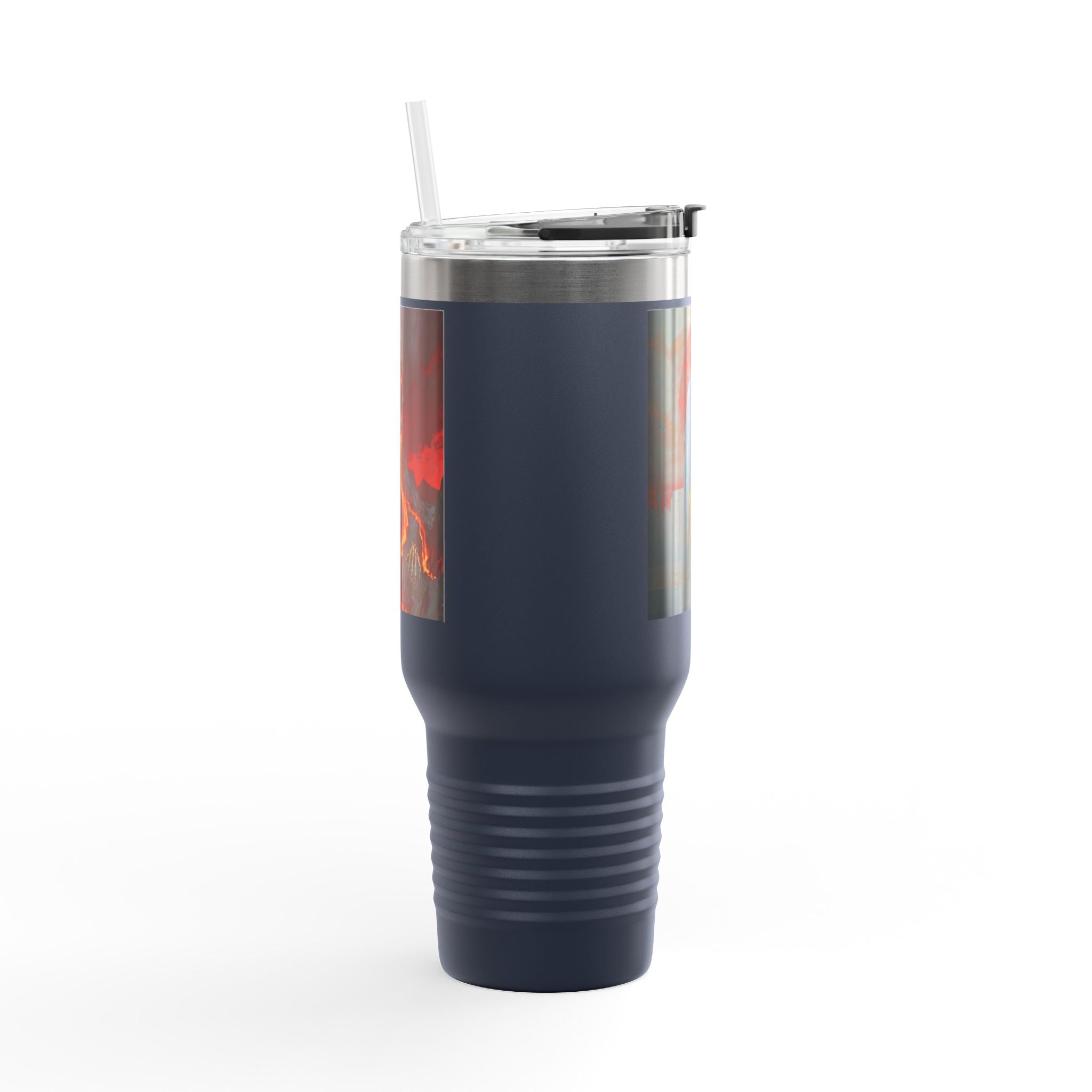 Raven on Skull with Blood Moon Insulated Travel Mug