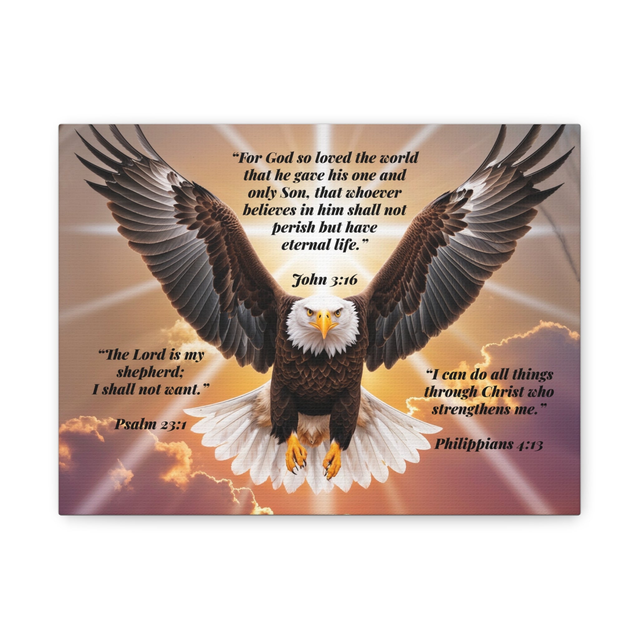 Bald Eagle with Bible Verses Canvas