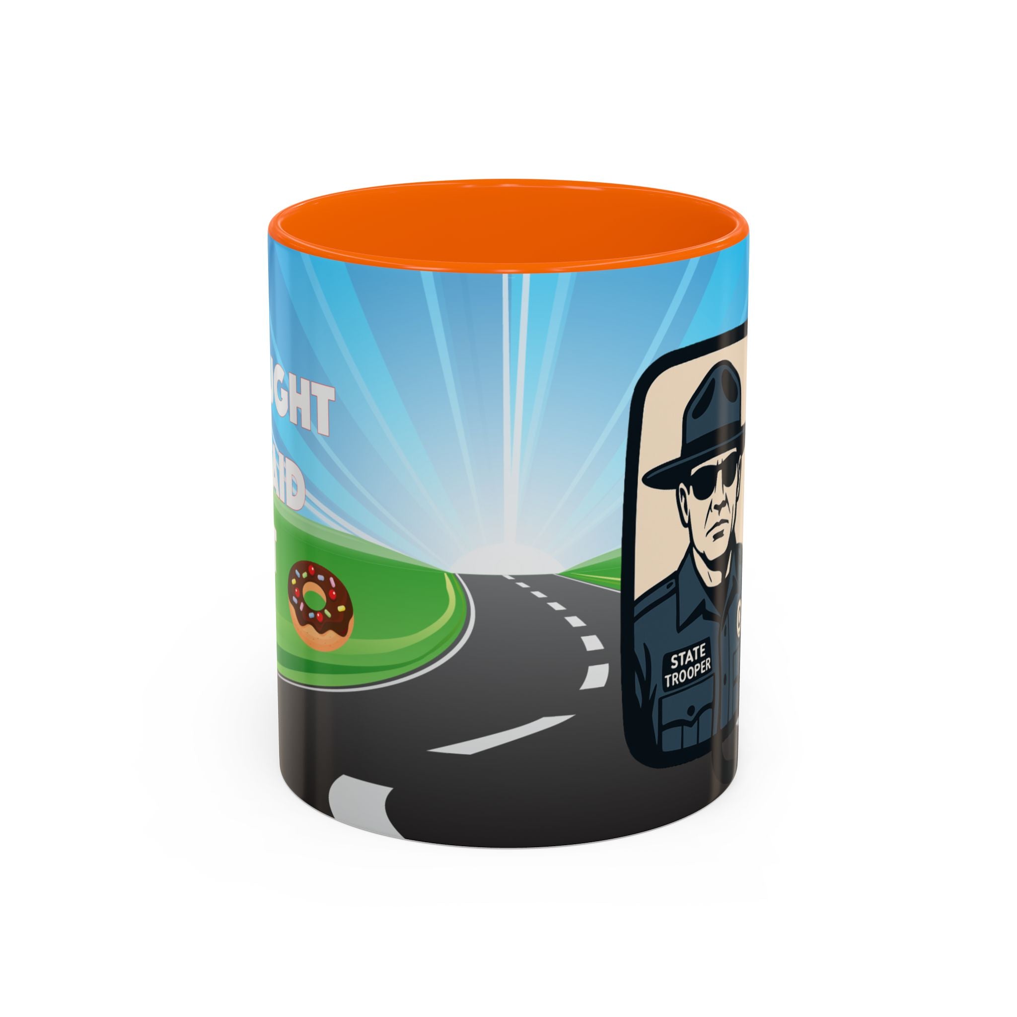 State Trooper Highway Scene Mug | Accent Coffee Mug 11oz 15oz