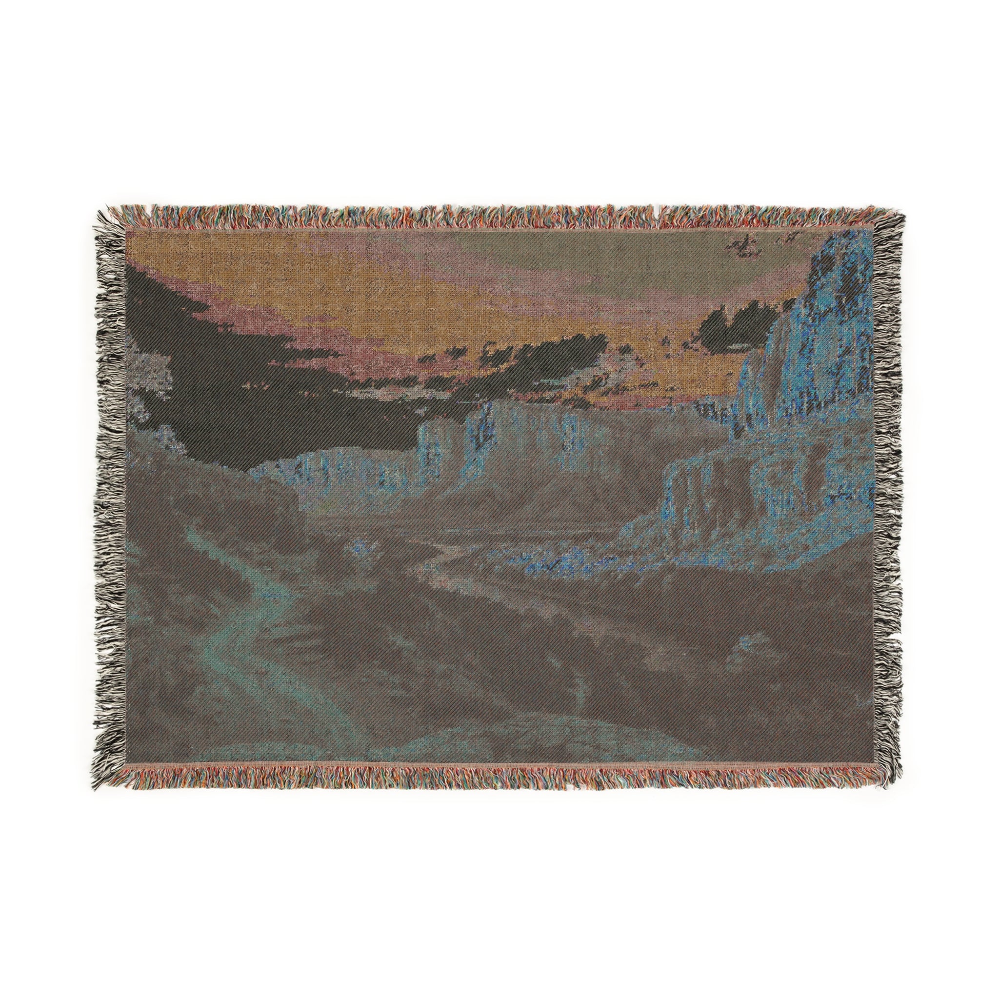 Desert Canyon Landscape Woven Blanket | Scenic Southwestern Tapestry Throw