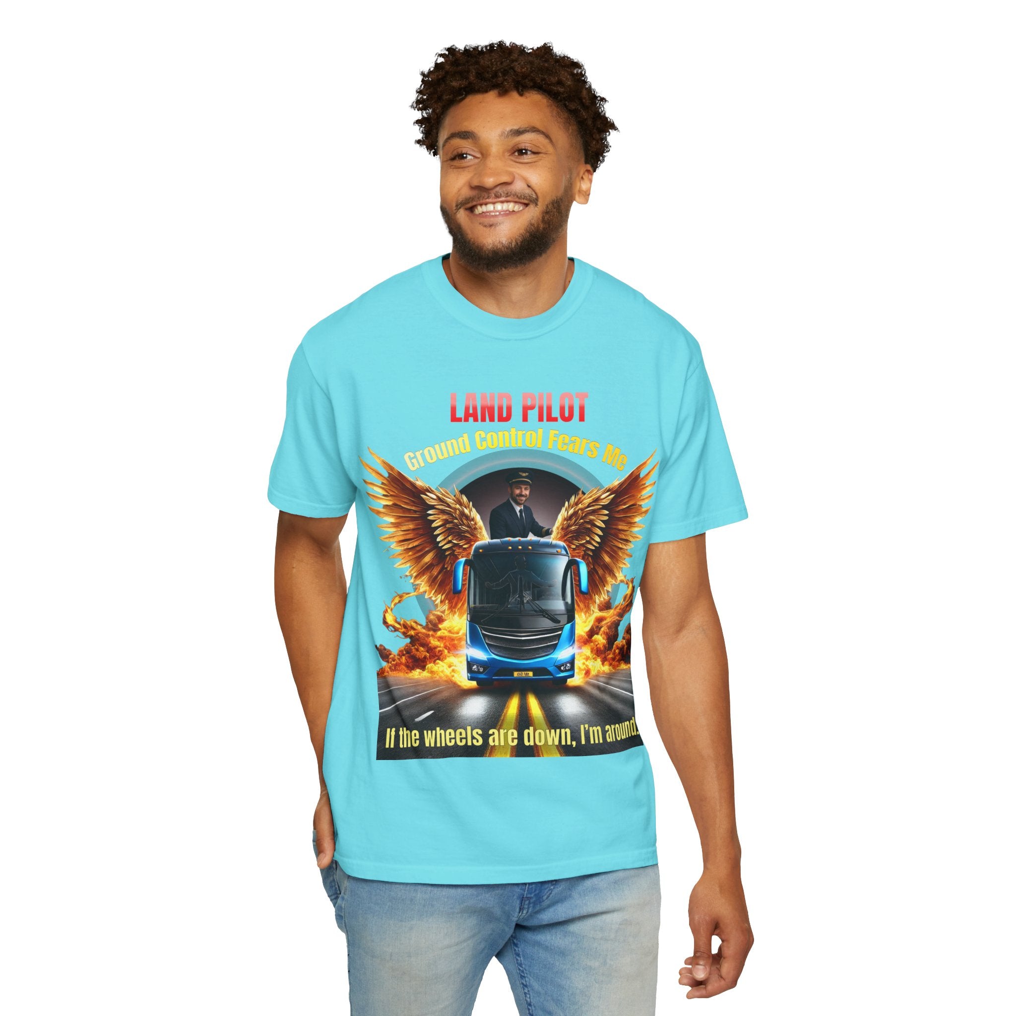 Bus Driver T-Shirt — "Land Pilot" & "If the wheels are down, I'm around" Graphic Tee