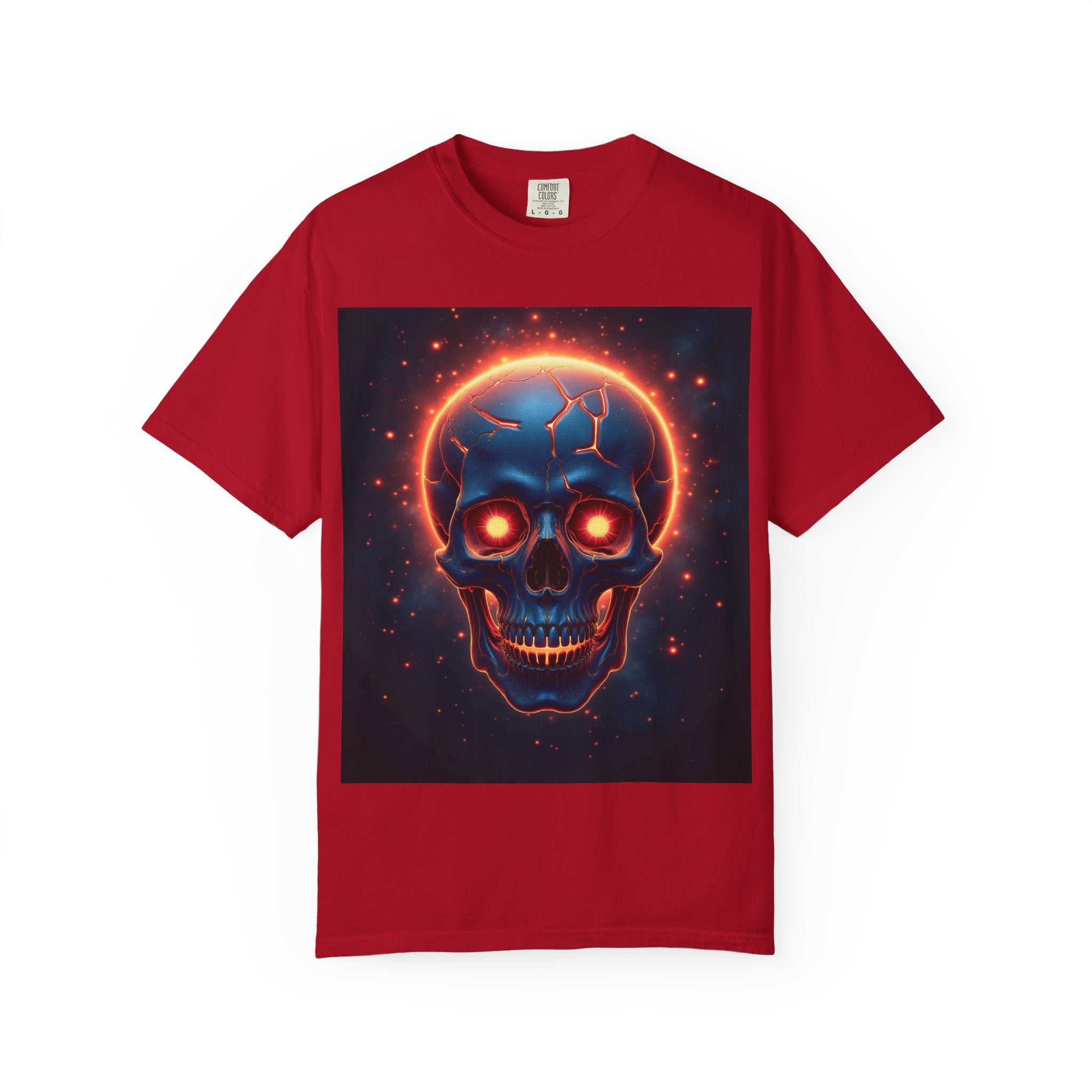 Glowing Neon Skull T-shirt | Fiery Skull Graphic Tee