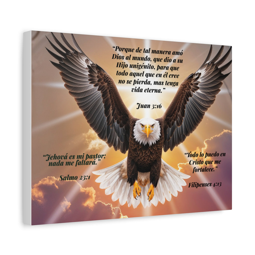 Bald Eagle with Spanish Bible Verses Canvas