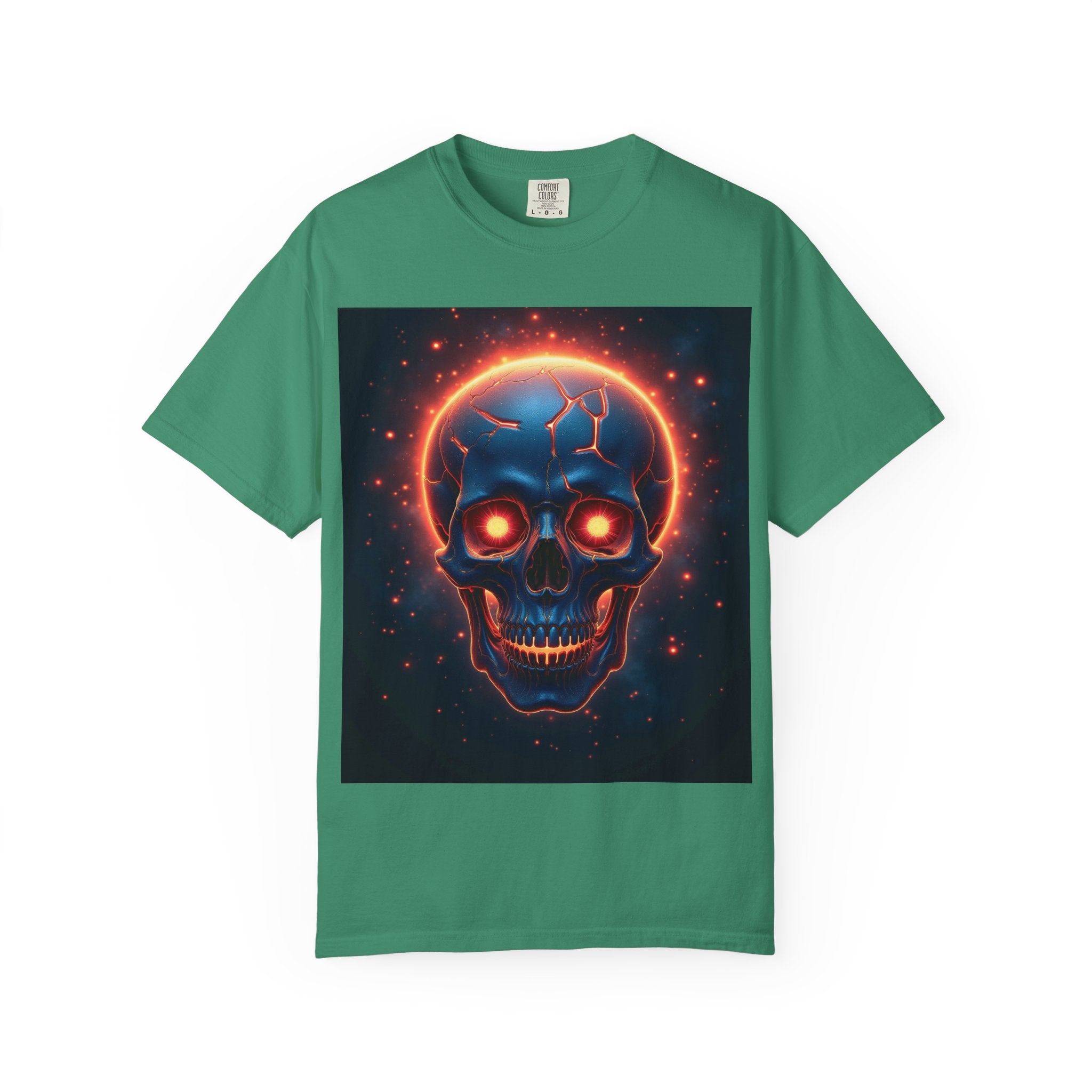 Glowing Neon Skull T-shirt | Fiery Skull Graphic Tee