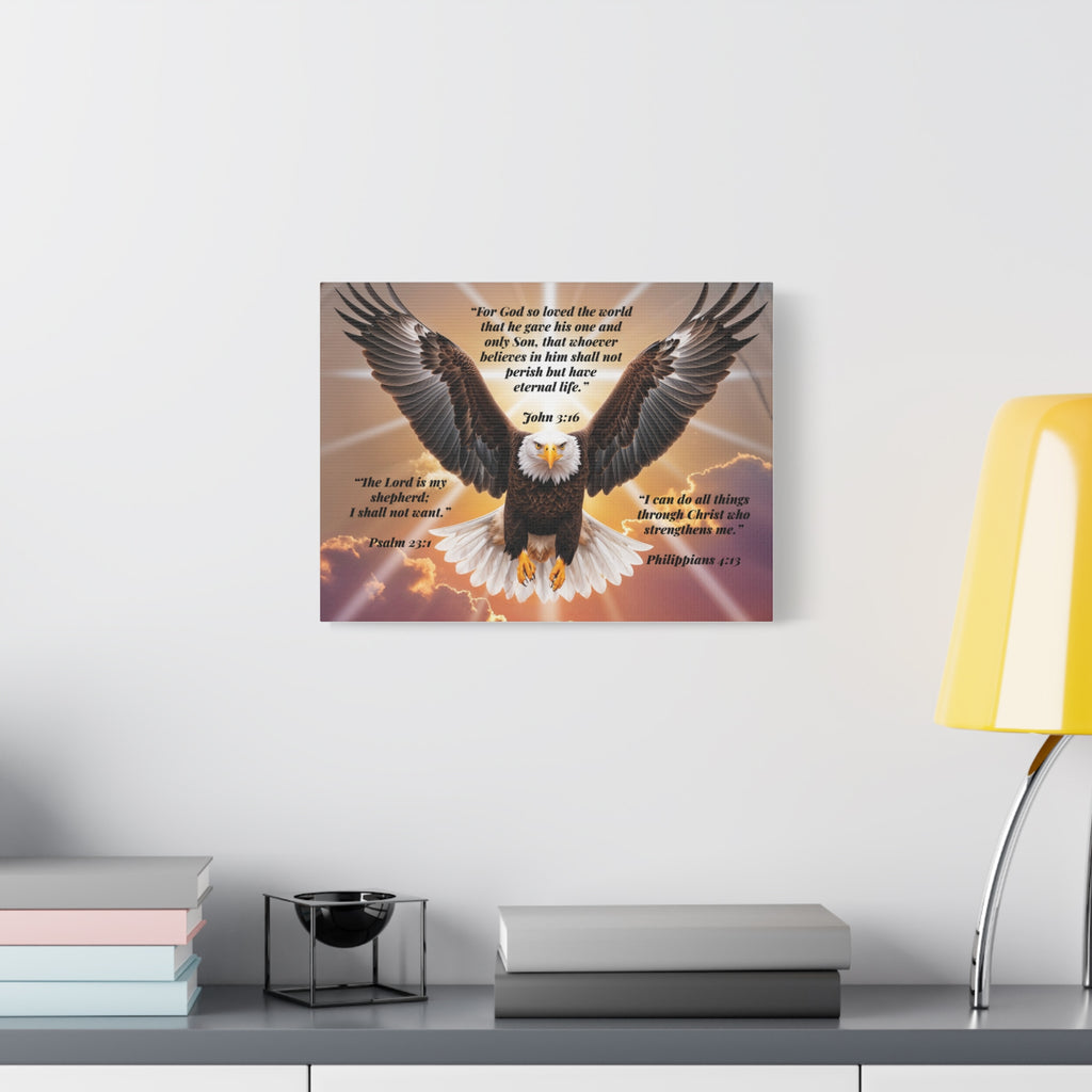 Bald Eagle with Bible Verses Canvas