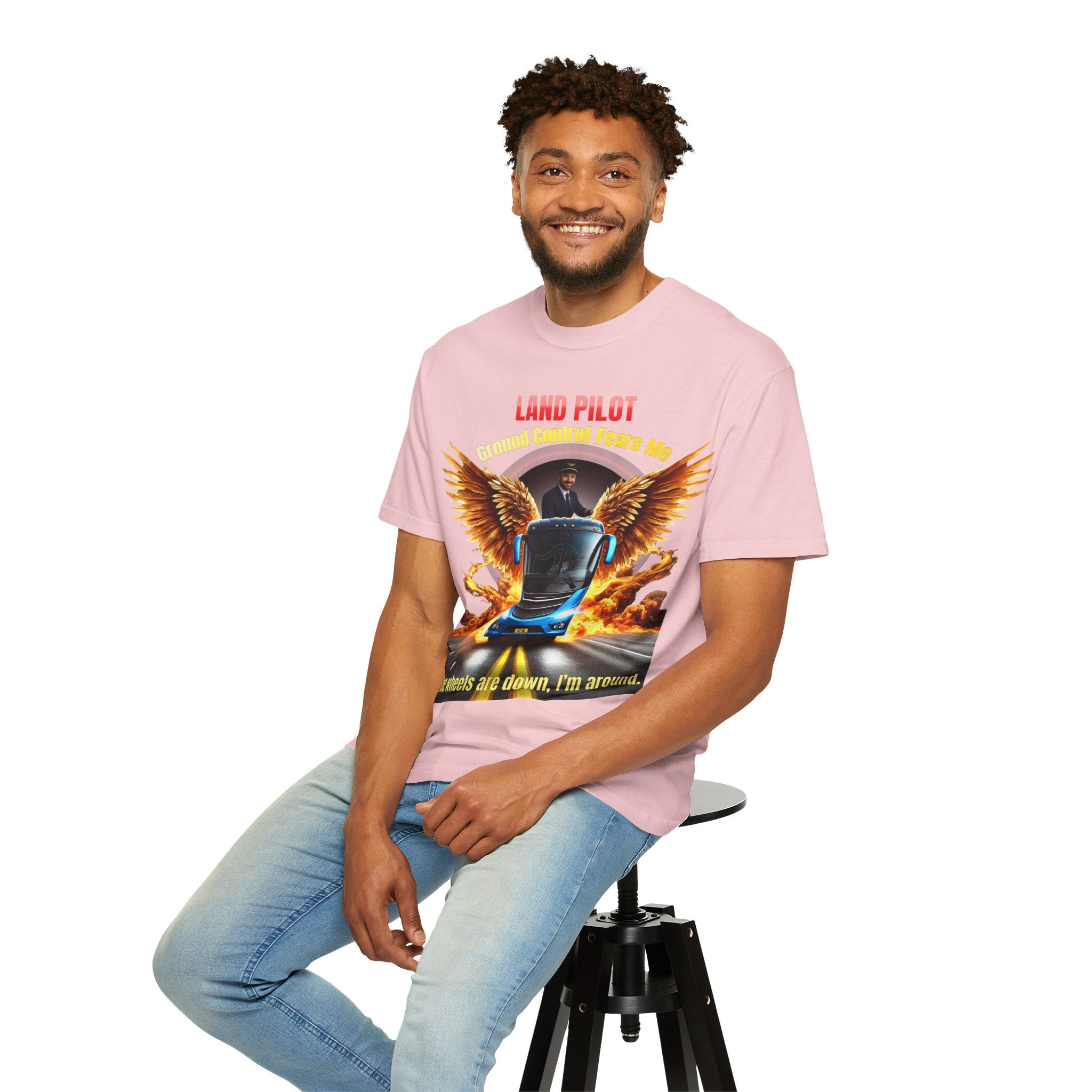 Bus Driver T-Shirt — "Land Pilot" & "If the wheels are down, I'm around" Graphic Tee