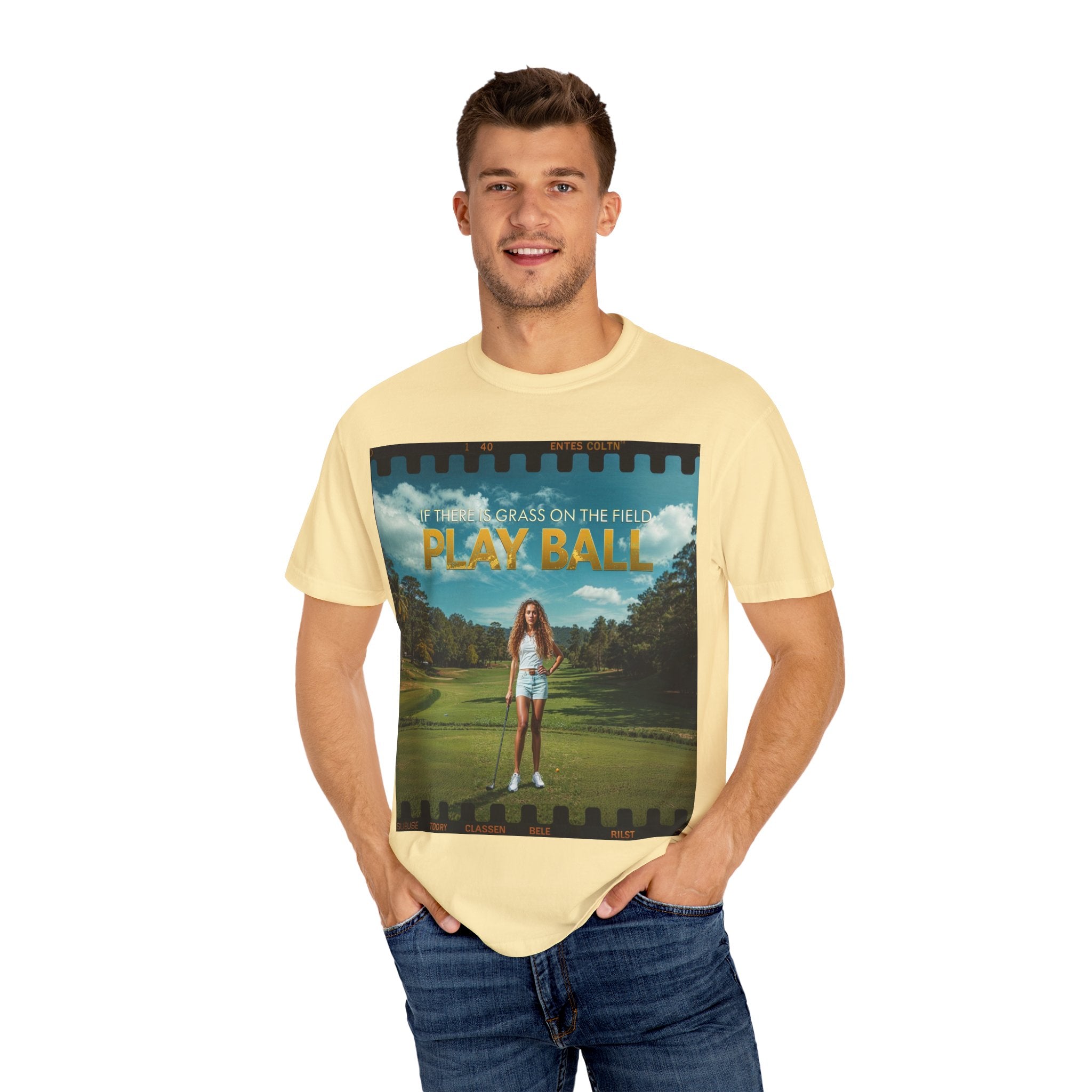 Play Ball golf scene T-shirt | retro golf course photo tee