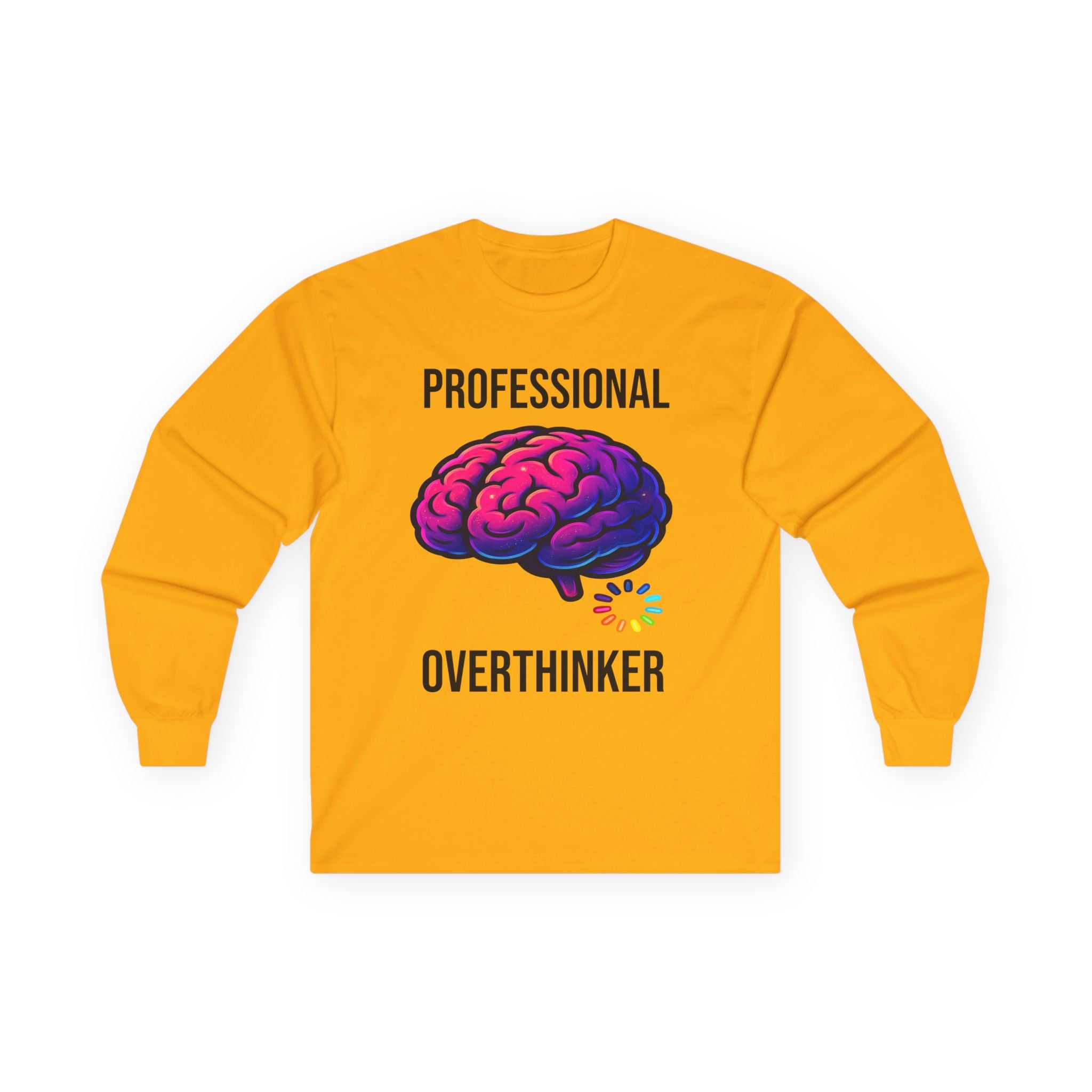 Professional Overthinker brain graphic Long Sleeve Tee | System Overloaded back design