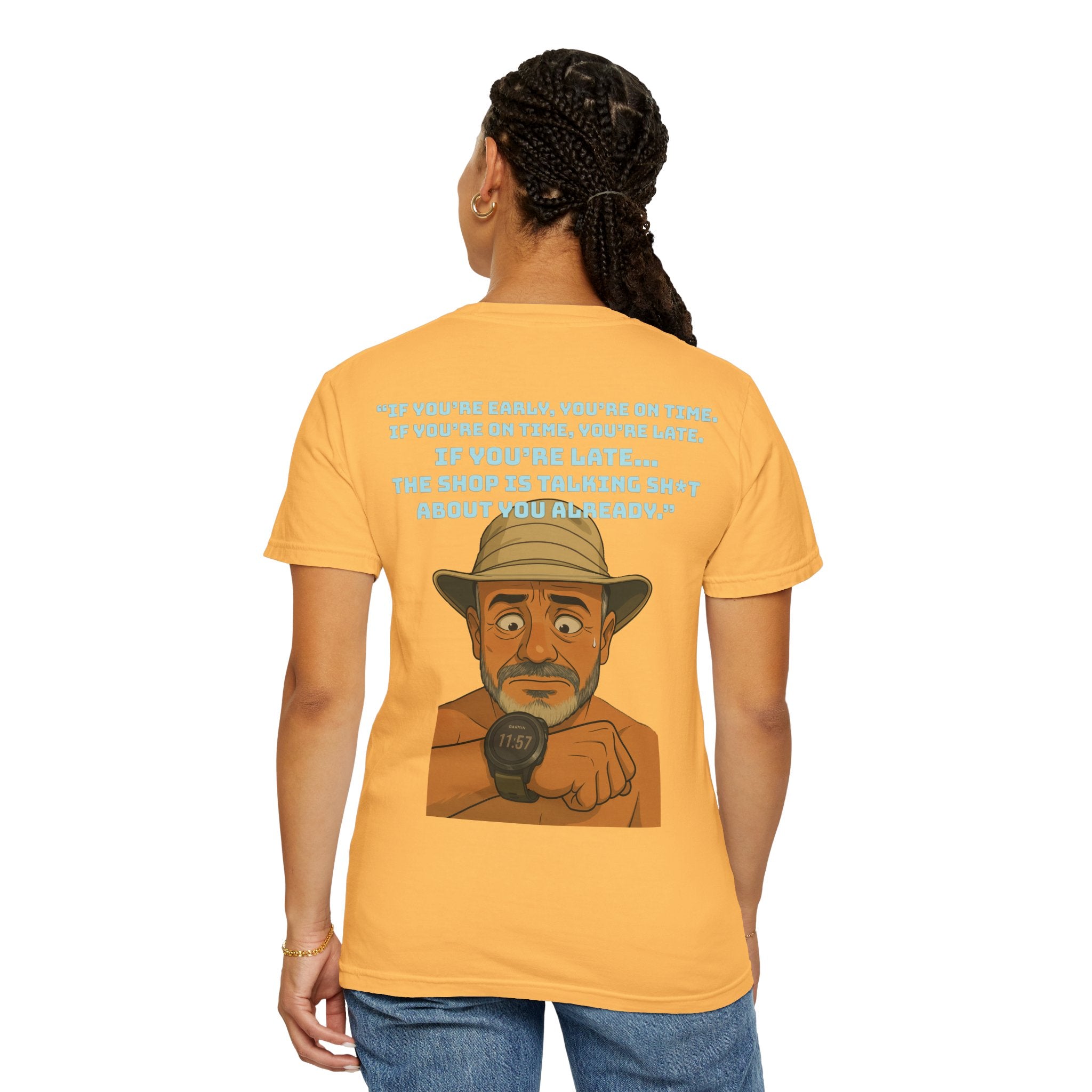 Pocket Graphic T-Shirt — Retro Explorer Watch Illustration & Quote