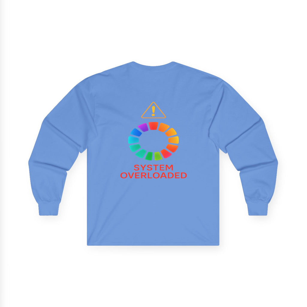 Professional Overthinker brain graphic Long Sleeve Tee | System Overloaded back design