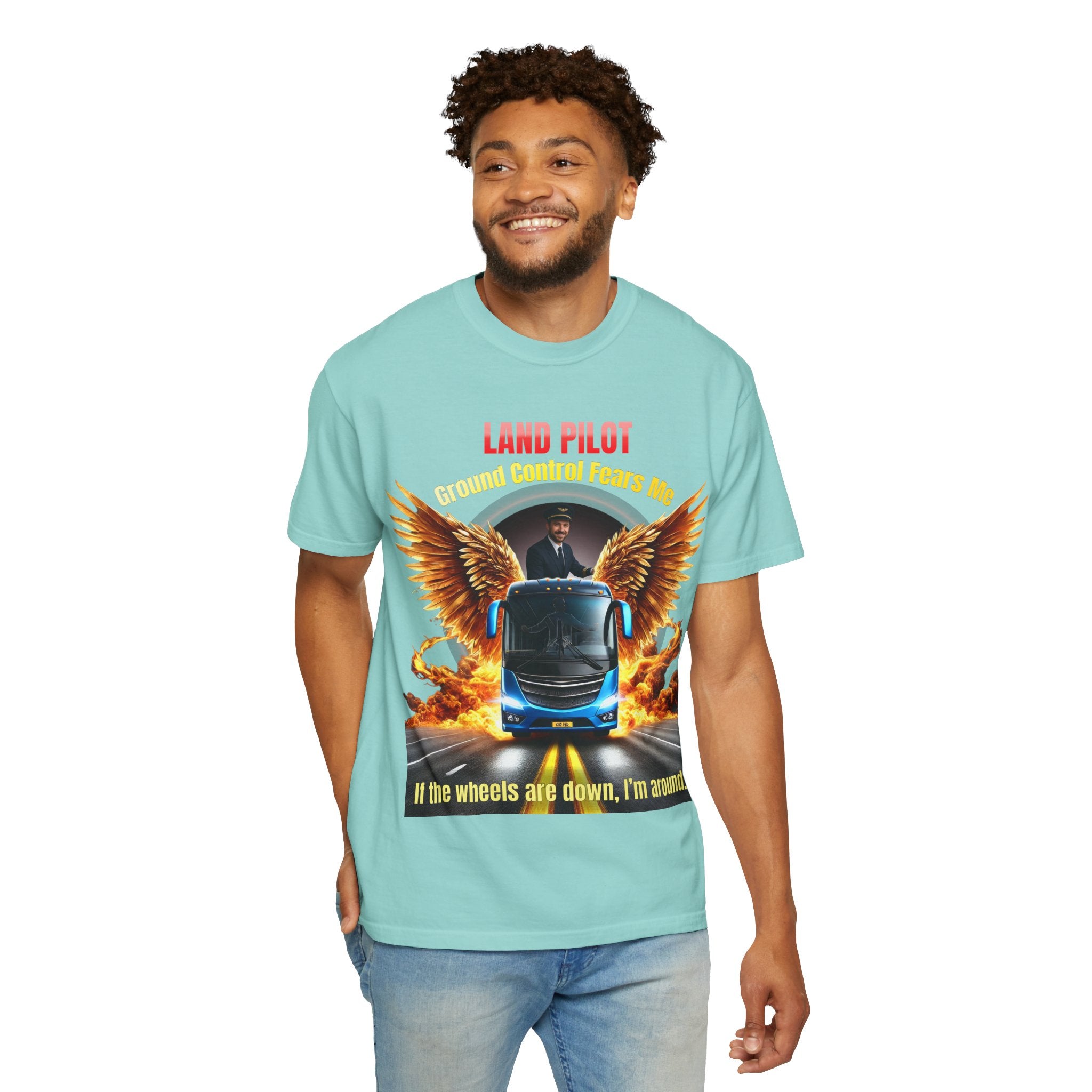 Bus Driver T-Shirt — "Land Pilot" & "If the wheels are down, I'm around" Graphic Tee