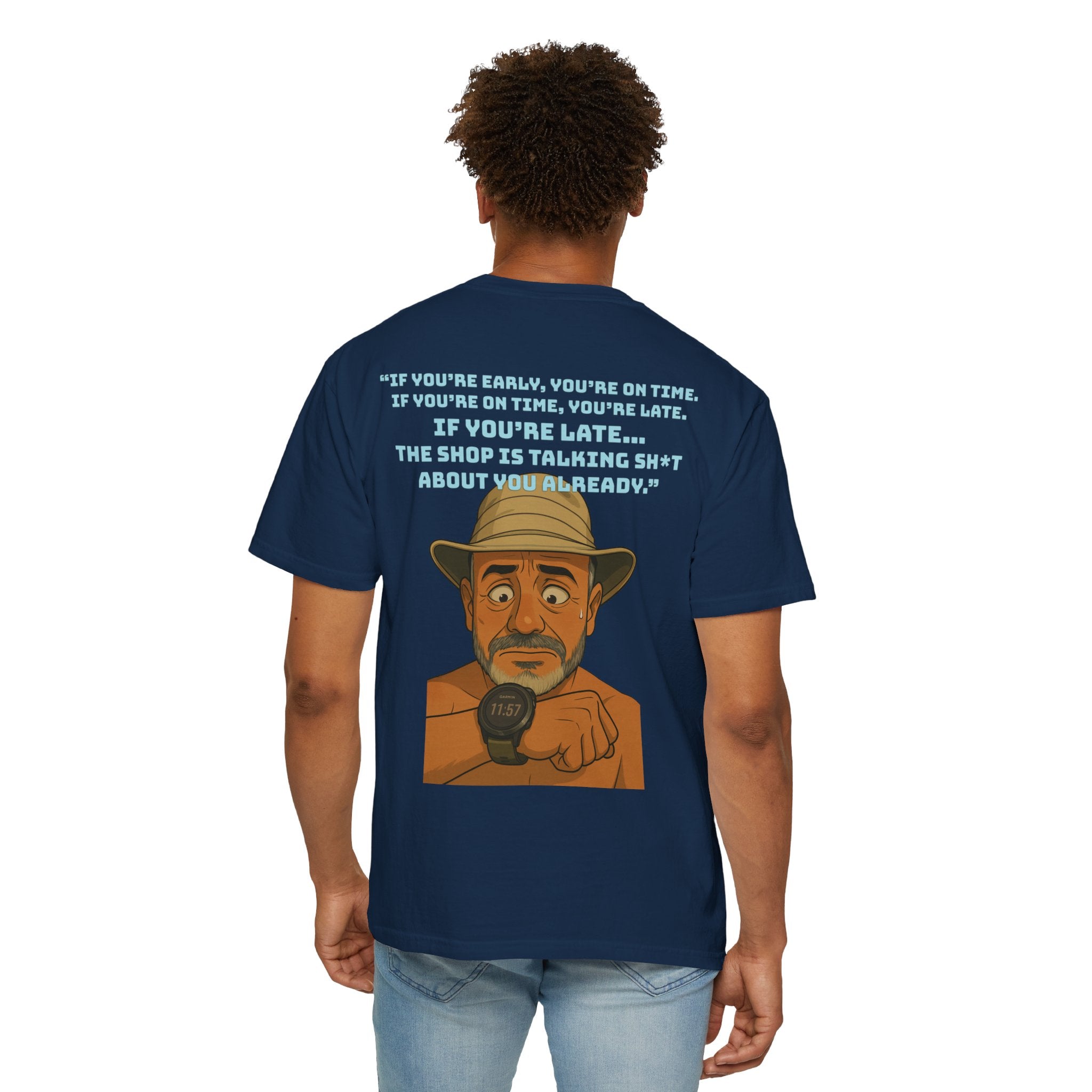 Pocket Graphic T-Shirt — Retro Explorer Watch Illustration & Quote