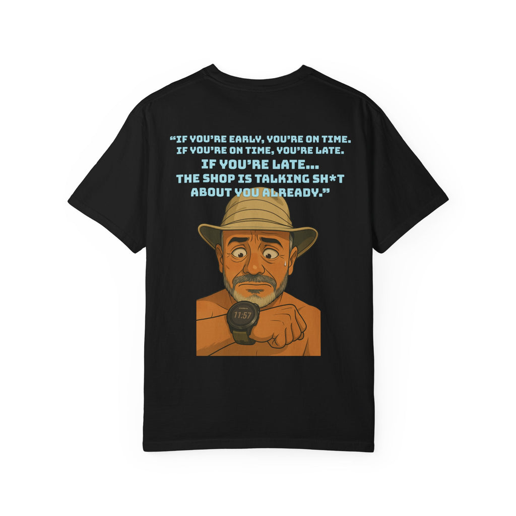 Pocket Graphic T-Shirt — Retro Explorer Watch Illustration & Quote