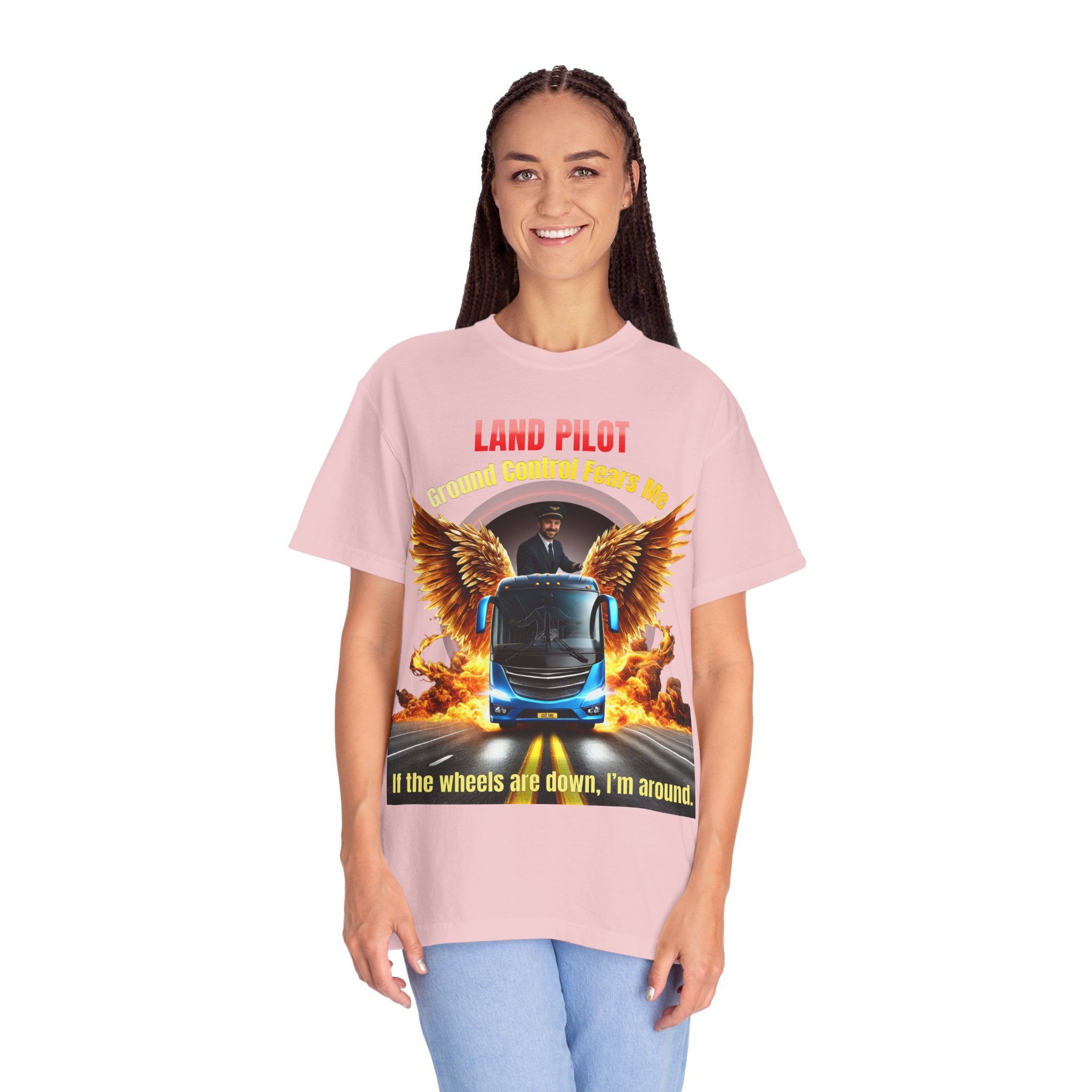 Bus Driver T-Shirt — "Land Pilot" & "If the wheels are down, I'm around" Graphic Tee