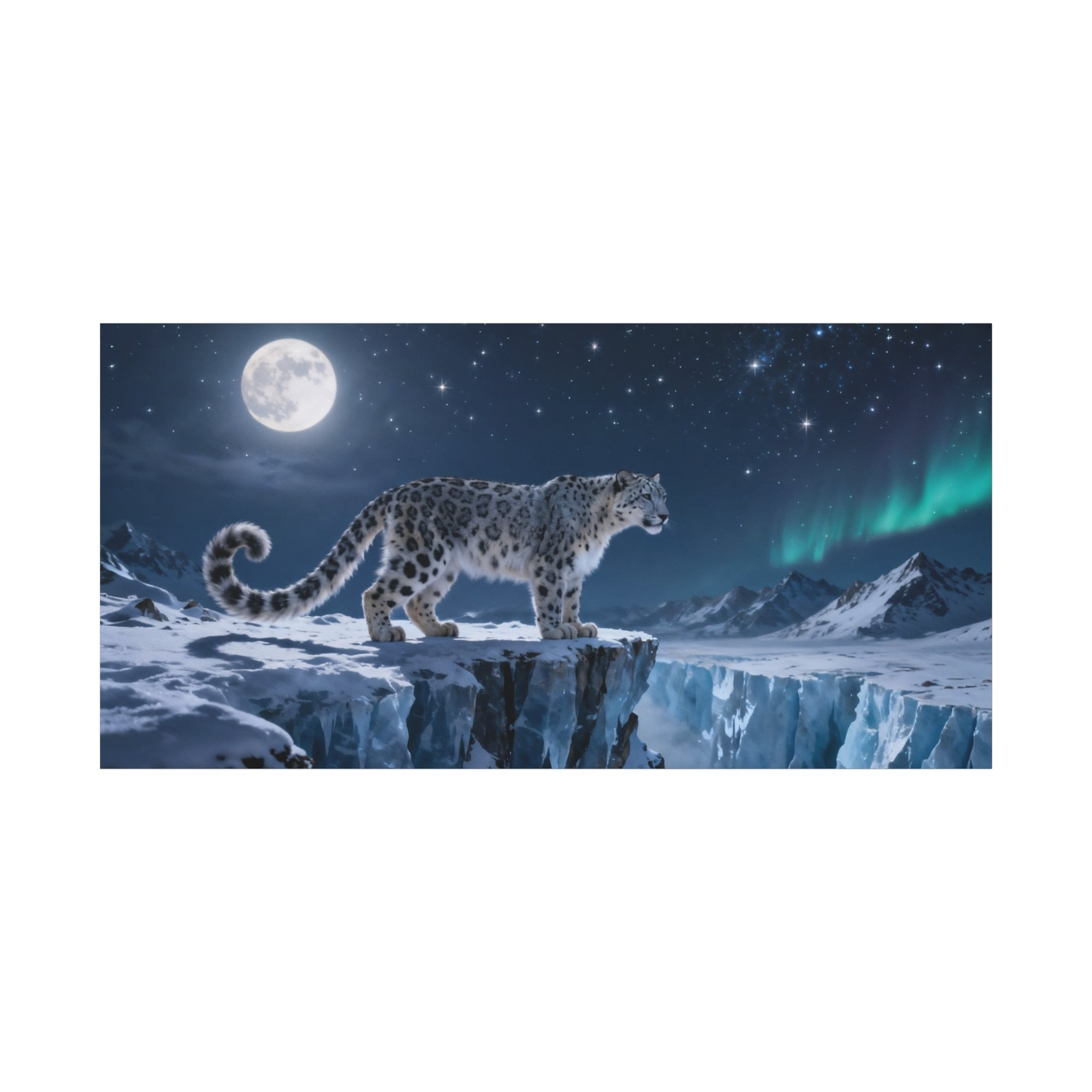 Snow Leopard Nightscape Canvas | Matte Stretched Wall Art