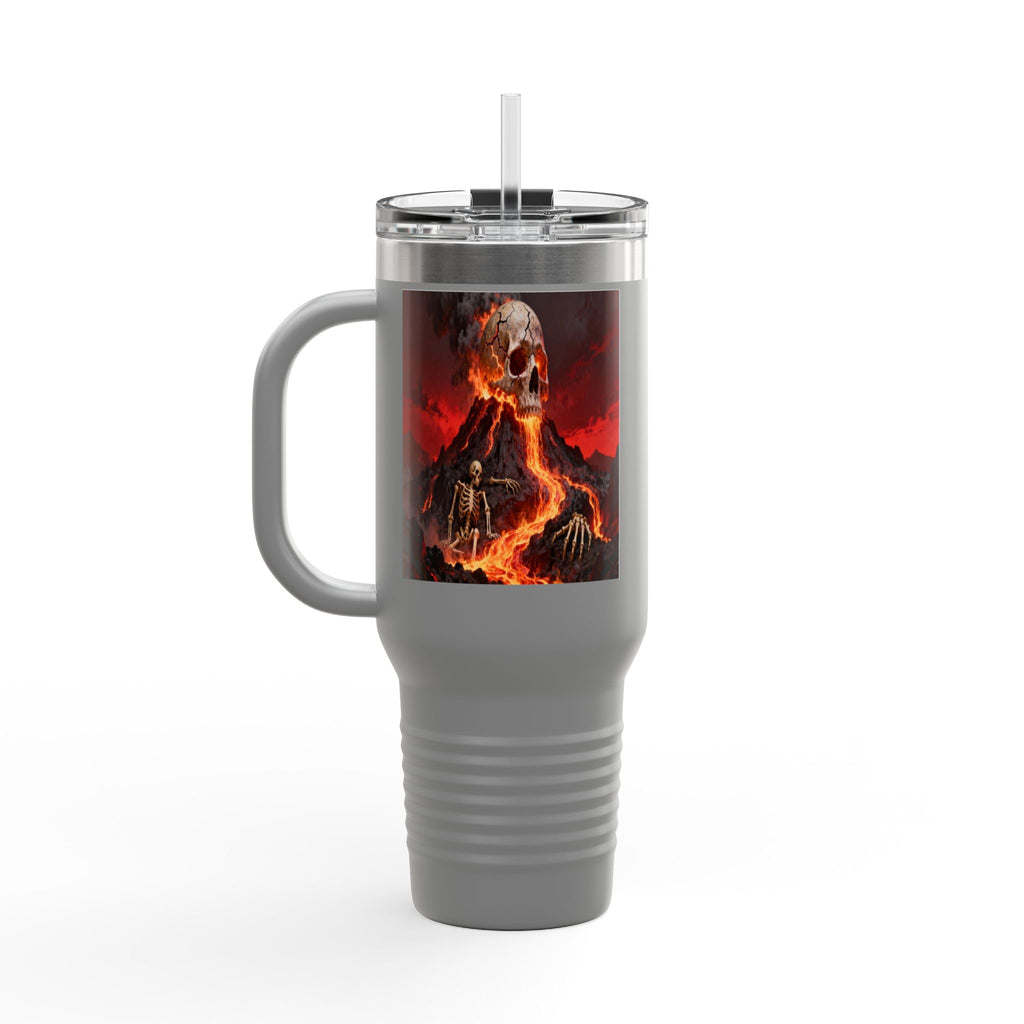 Raven on Skull with Blood Moon Insulated Travel Mug