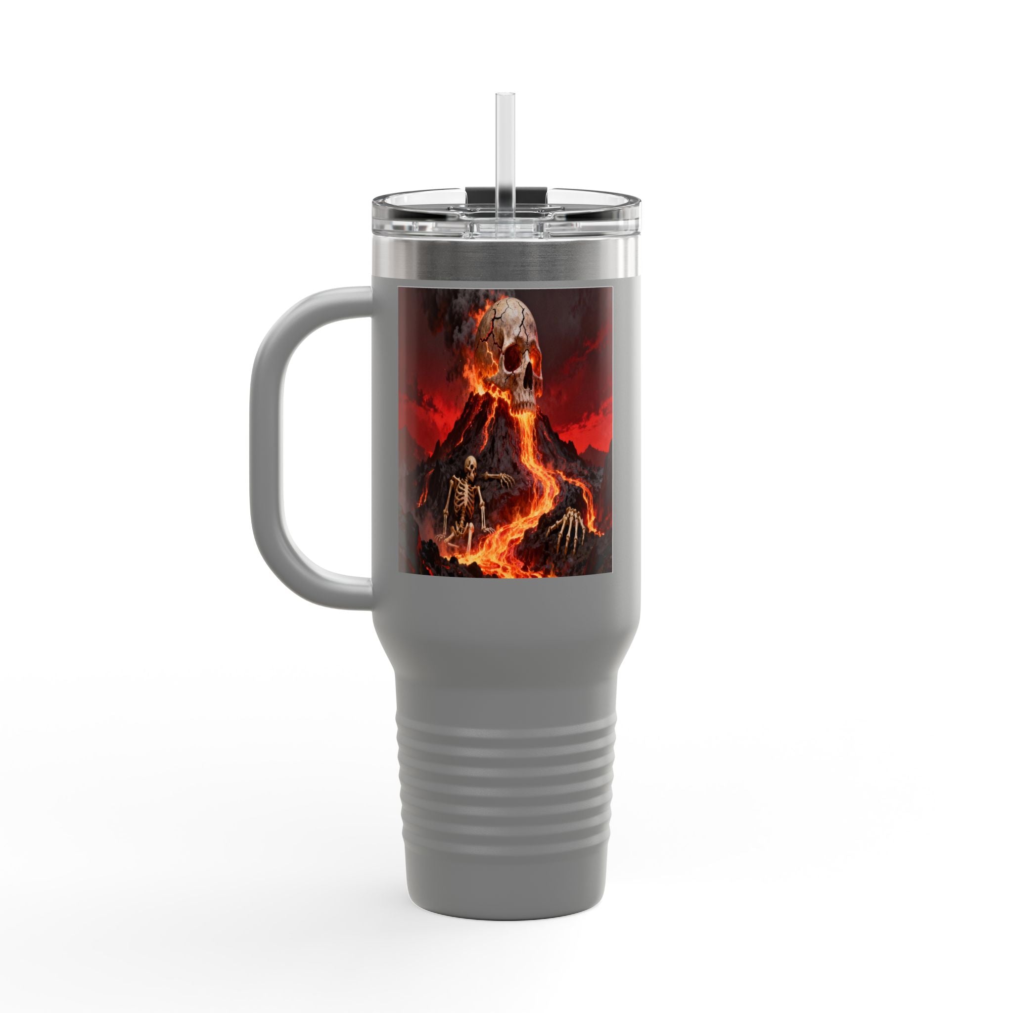 Raven on Skull with Blood Moon Insulated Travel Mug