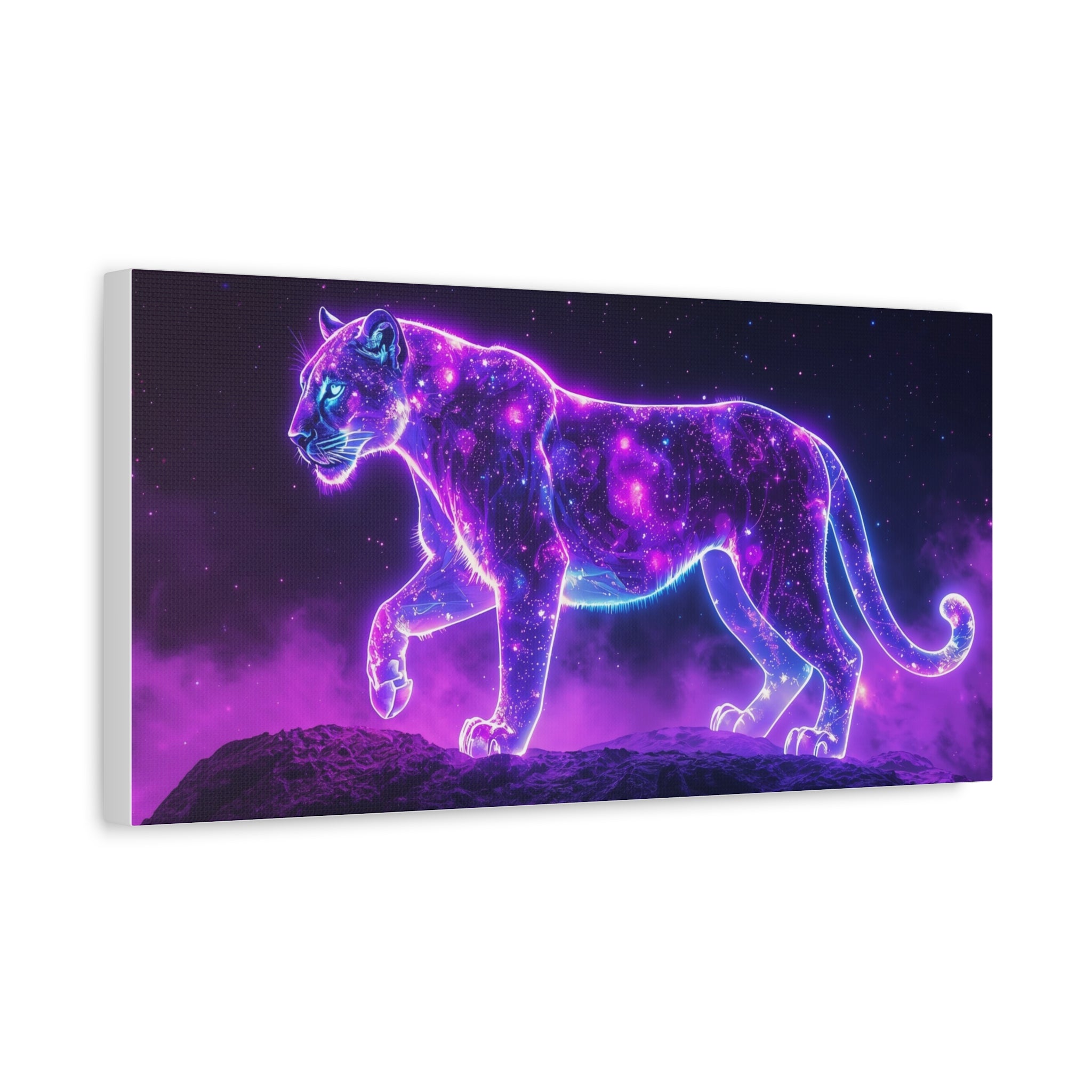 Neon Galaxy Panther Canvas | Matte Stretched Wall Art 1.25"