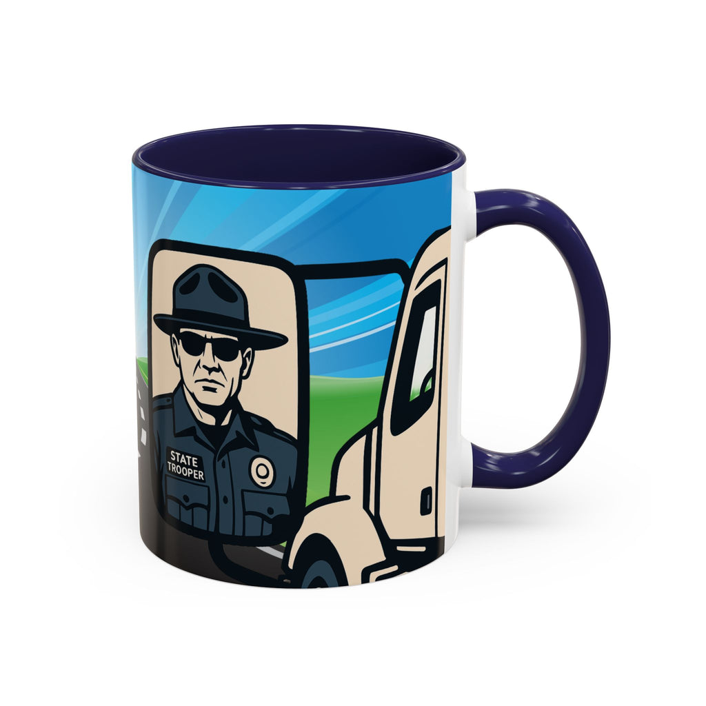 State Trooper Highway Scene Mug | Accent Coffee Mug 11oz 15oz