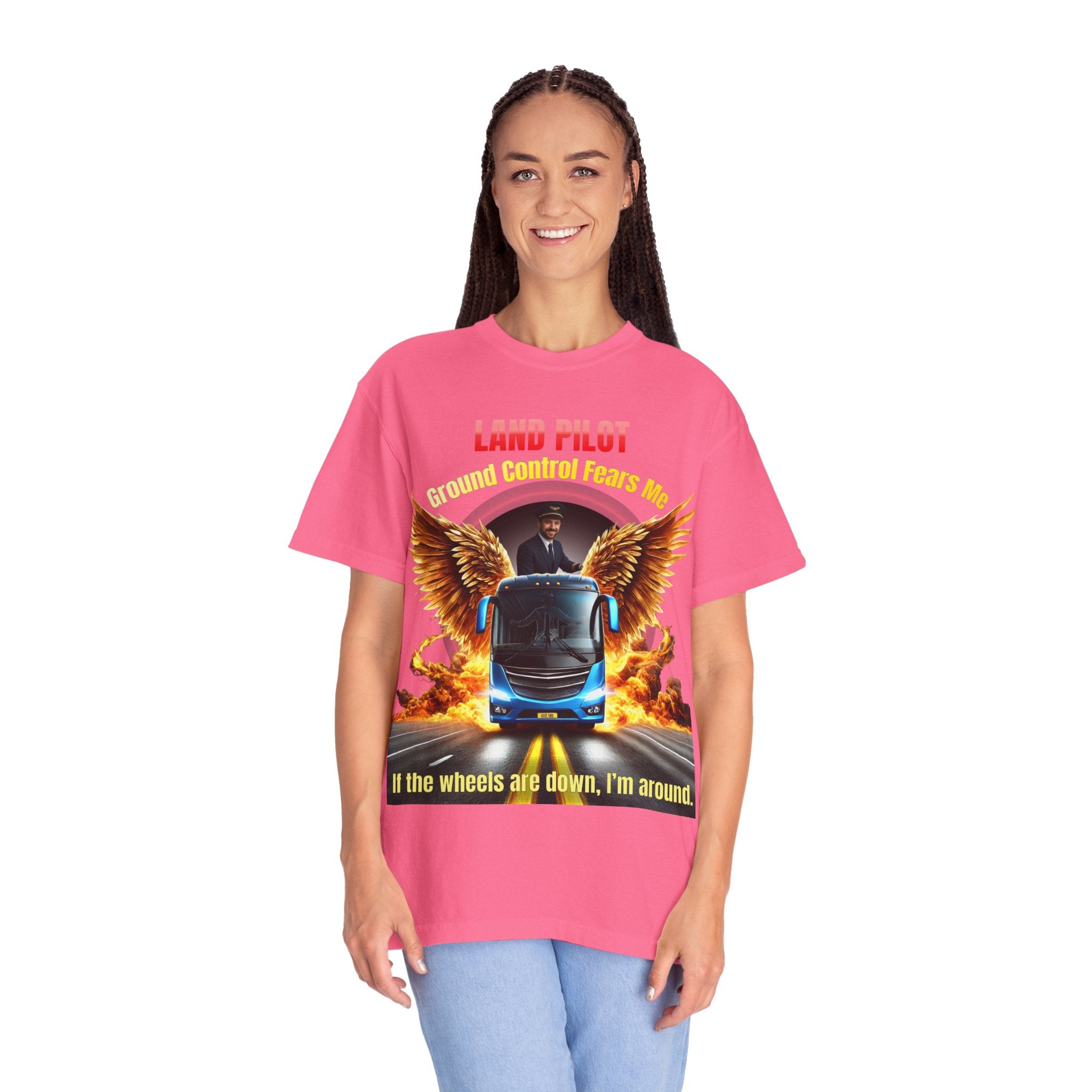 Bus Driver T-Shirt — "Land Pilot" & "If the wheels are down, I'm around" Graphic Tee