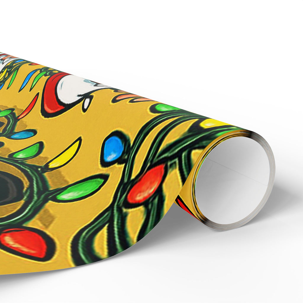 Santa Wreath Wrapping Paper | Christmas Holiday Gift Wrap Roll