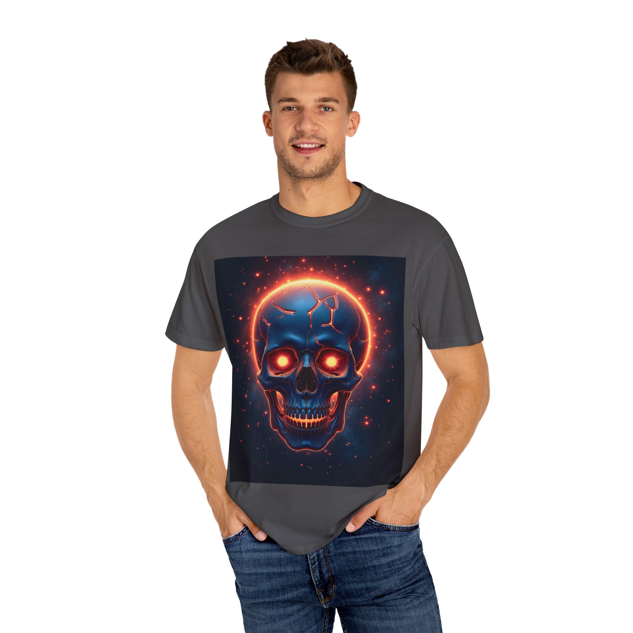 Glowing Neon Skull T-shirt | Fiery Skull Graphic Tee