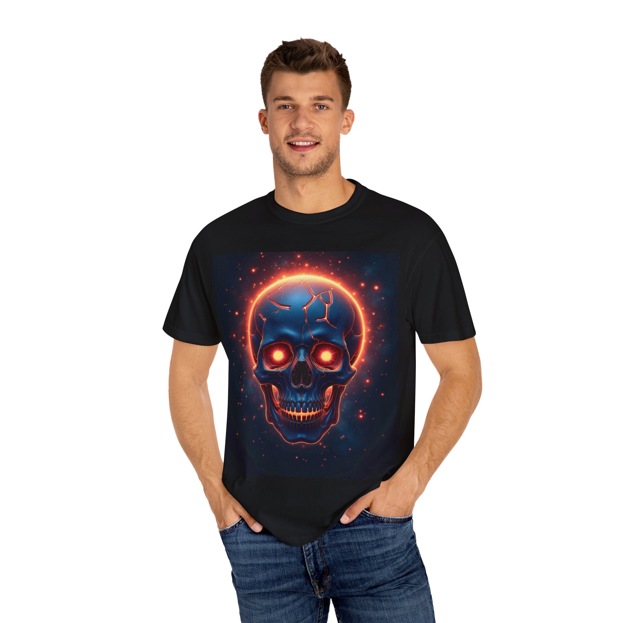 Glowing Neon Skull T-shirt | Fiery Skull Graphic Tee