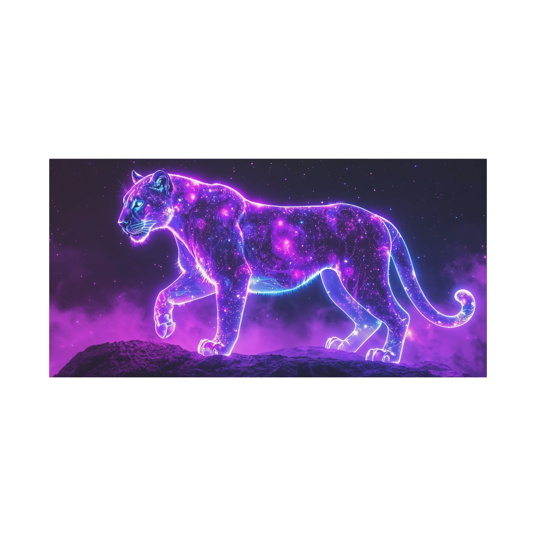 Neon Galaxy Panther Canvas | Matte Stretched Wall Art 1.25"