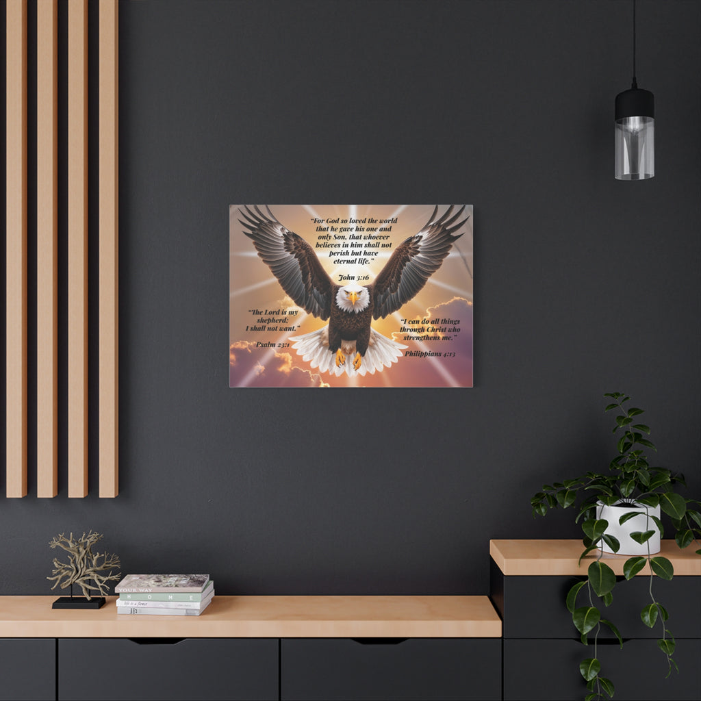 Bald Eagle with Bible Verses Canvas