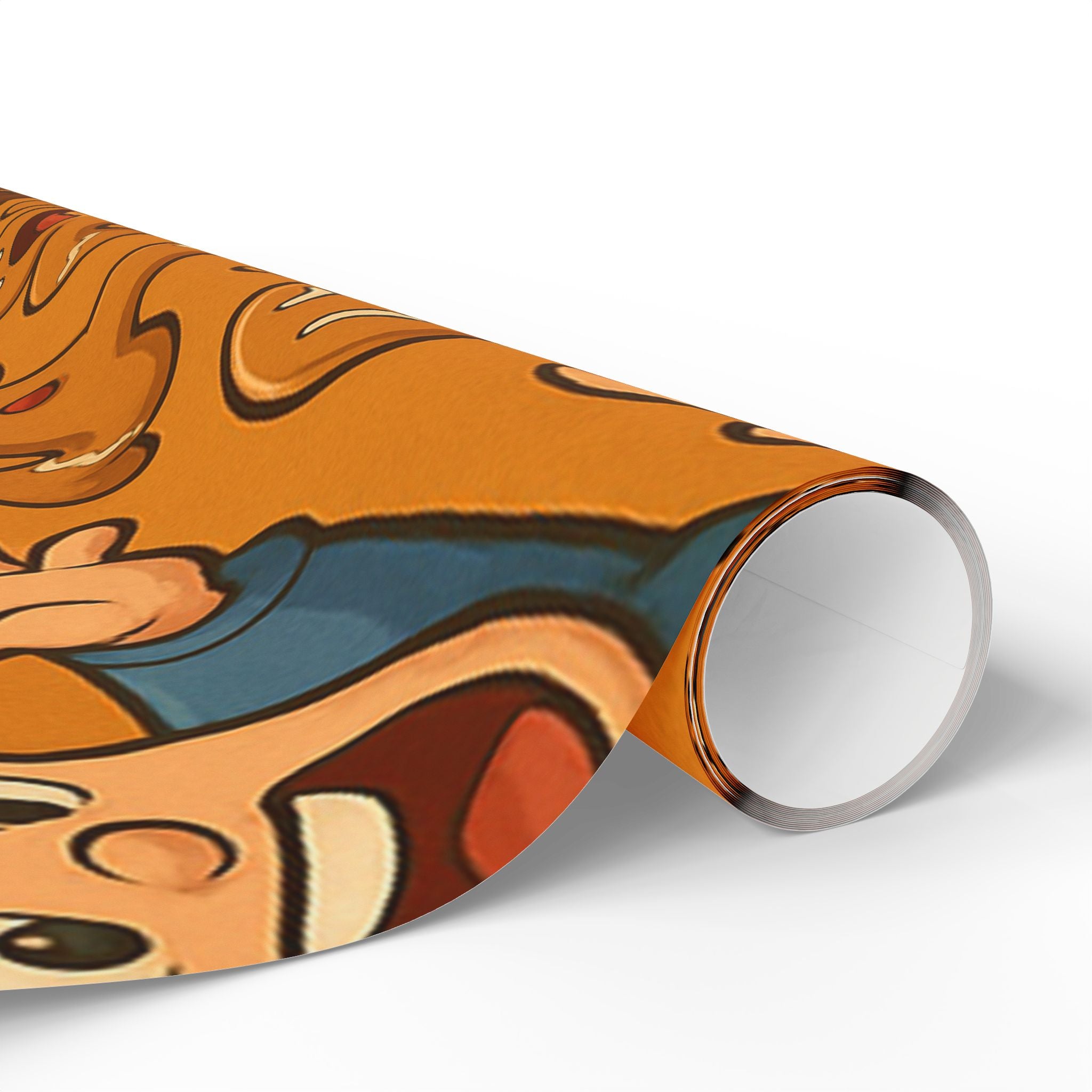 Retro Gingerbread Pattern Wrapping Paper | Orange Holiday Candy Prints