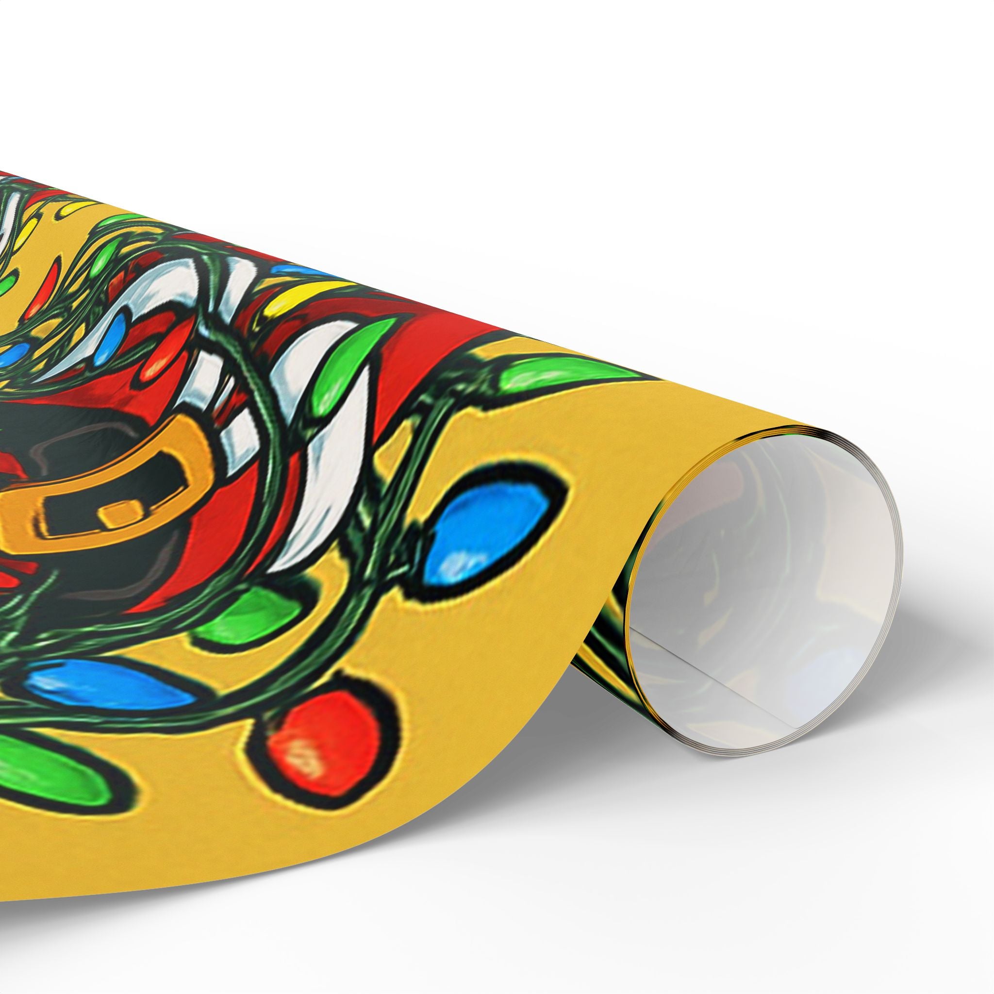 Santa Wreath Wrapping Paper | Christmas Holiday Gift Wrap Roll