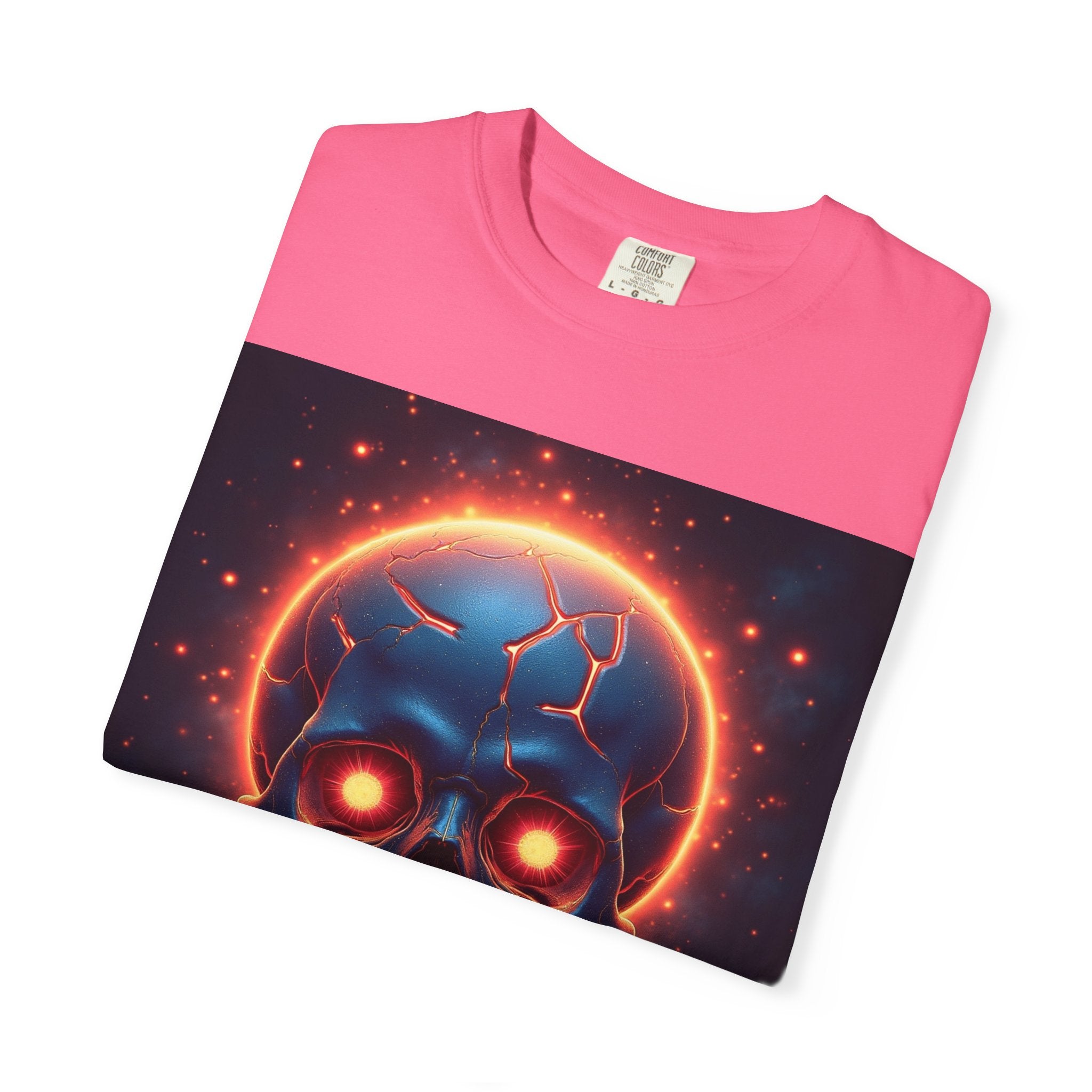 Glowing Neon Skull T-shirt | Fiery Skull Graphic Tee