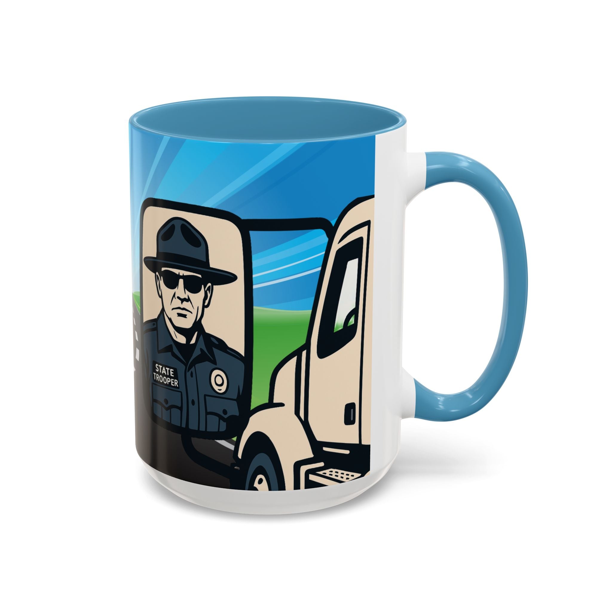 State Trooper Highway Scene Mug | Accent Coffee Mug 11oz 15oz
