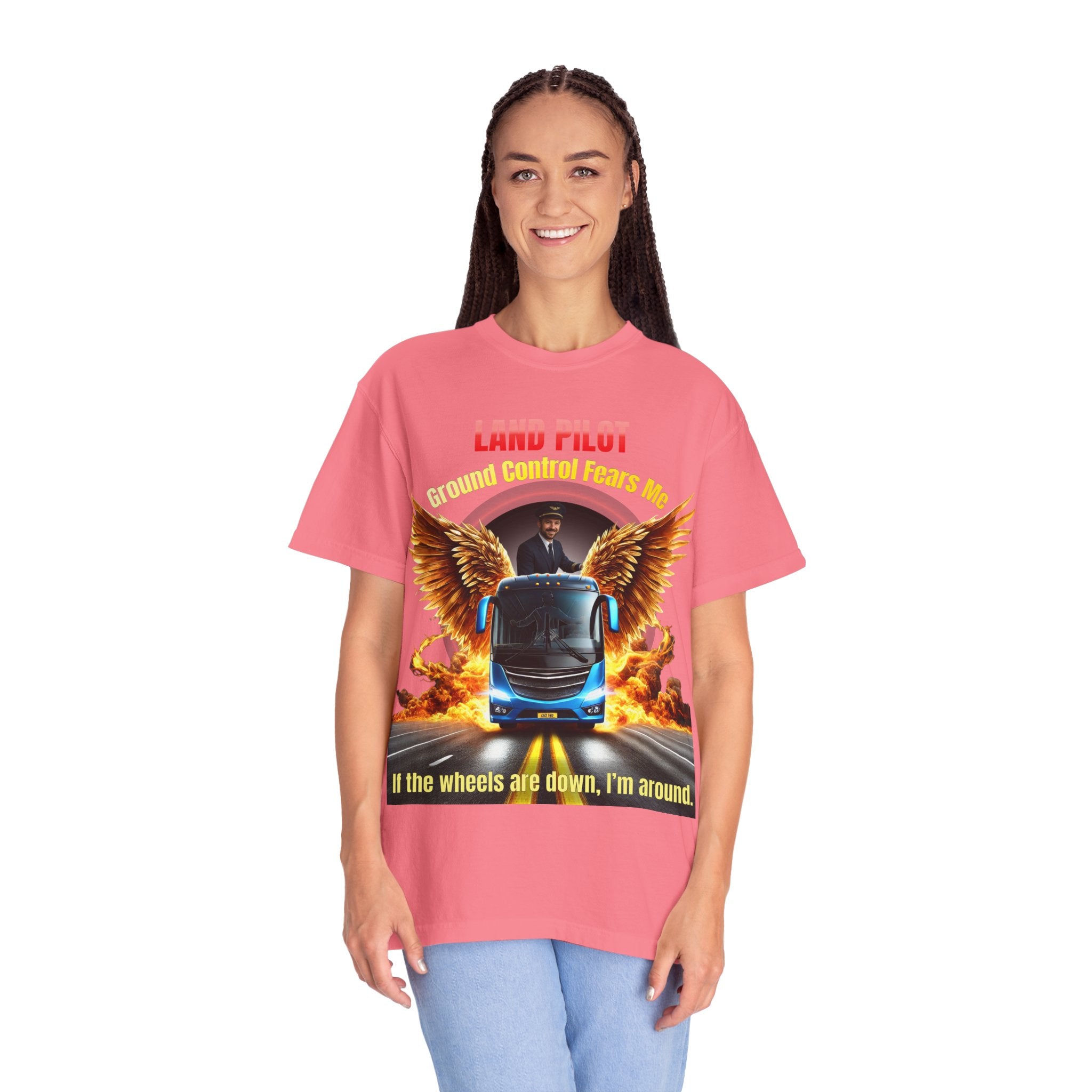 Bus Driver T-Shirt — "Land Pilot" & "If the wheels are down, I'm around" Graphic Tee