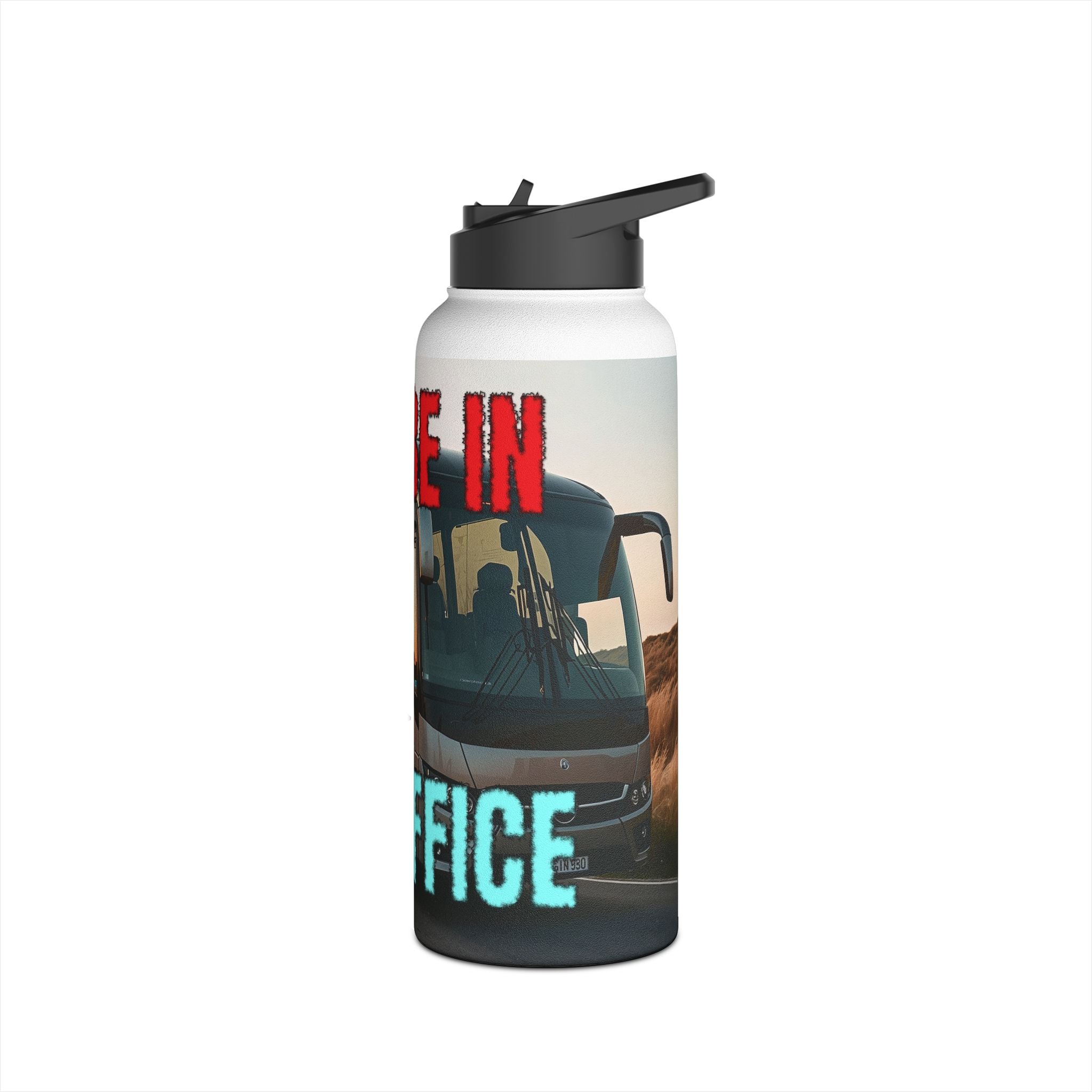 Travel Bus Crew Stainless Steel Water Bottle – 'This Bus Will Be My Office' Insulated Bottle