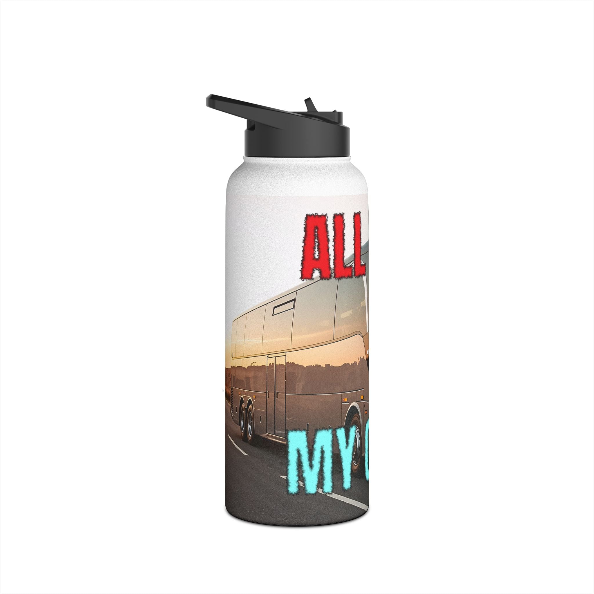 Travel Bus Crew Stainless Steel Water Bottle – 'This Bus Will Be My Office' Insulated Bottle