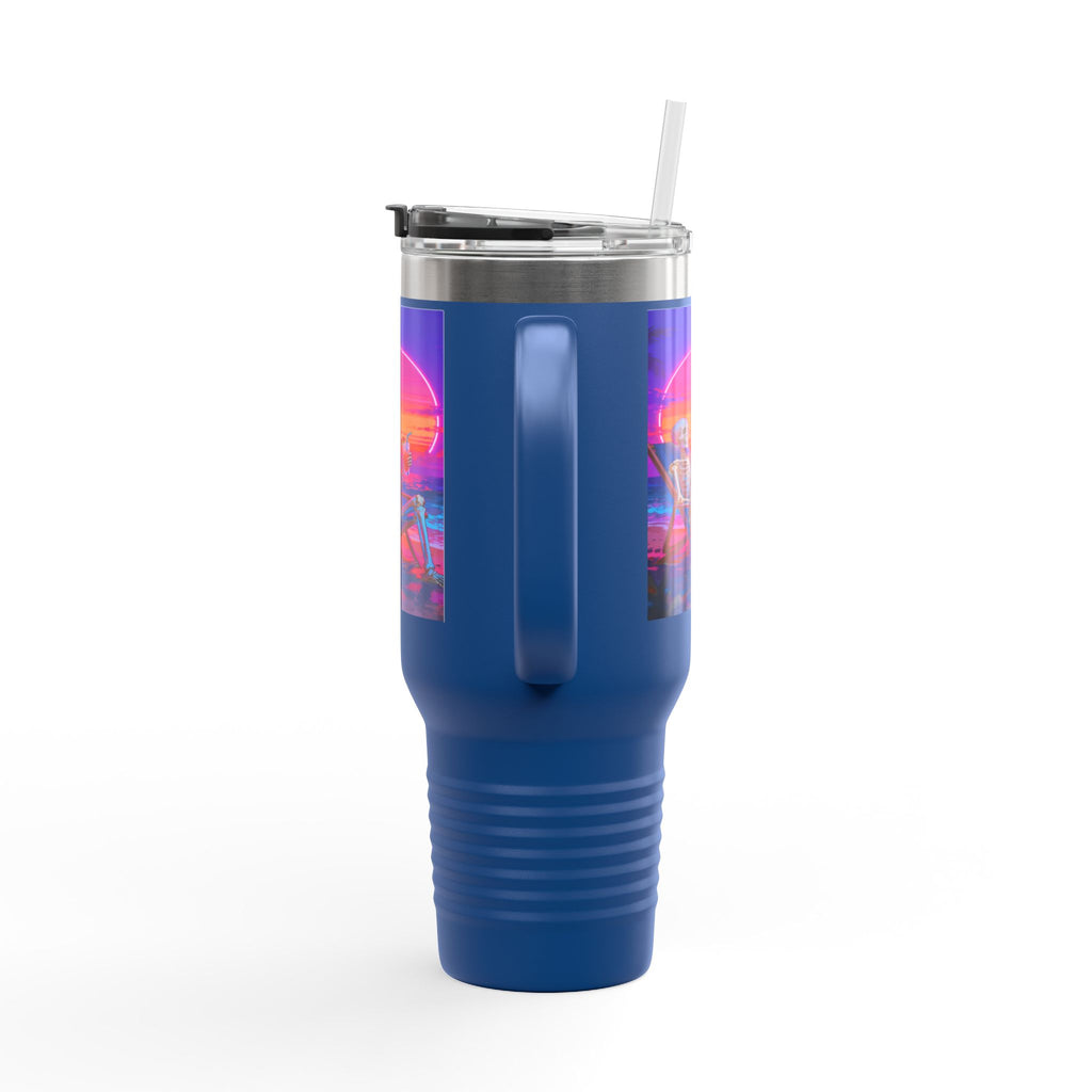 Retro Vaporwave Skeleton Sunset Insulated Travel Mug
