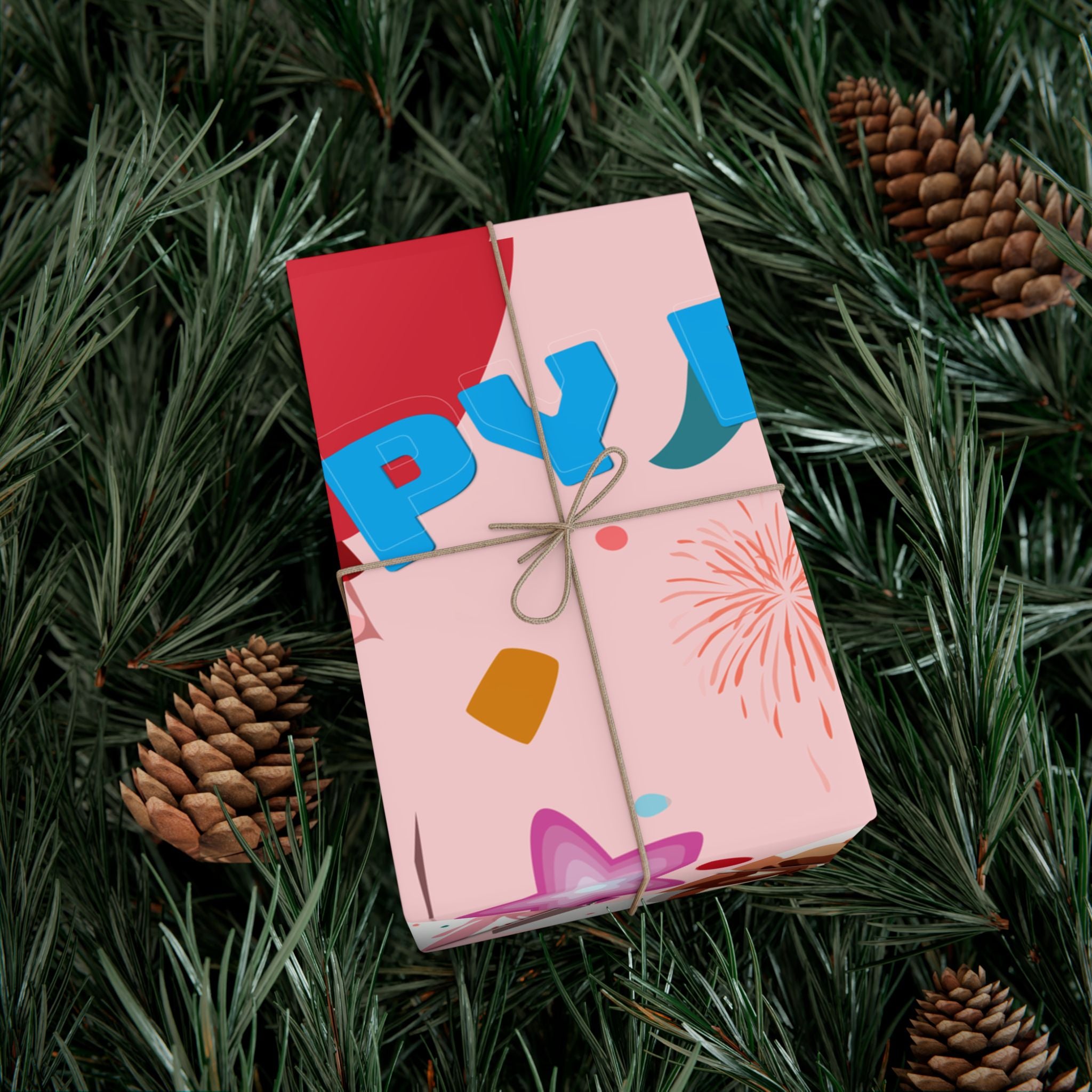 Pink Present Pattern  Gift Wrap Papers | Cute Wrapped Boxes Holiday Wrapping Paper Happy Birthday